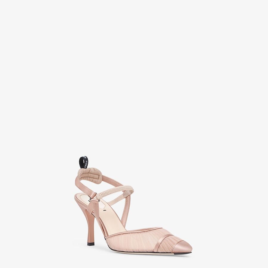 Pink tulle and satin high-heeled slingbacks - 2