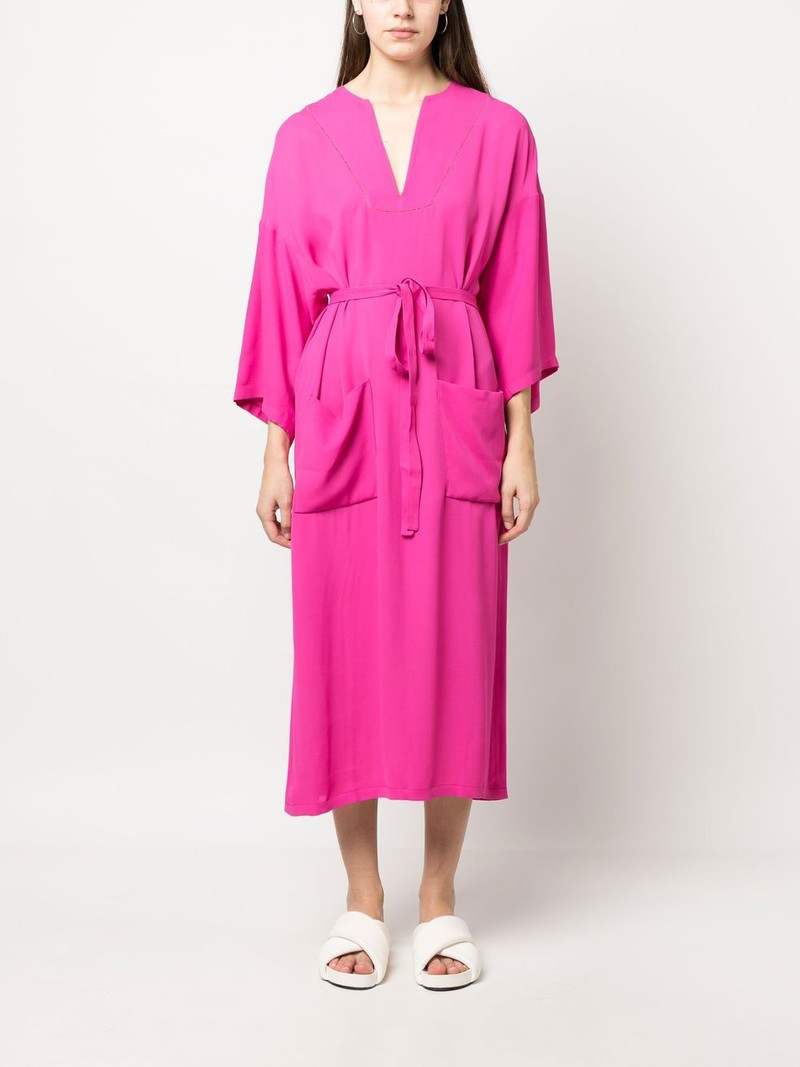 belted long-sleeved midi dress 6
