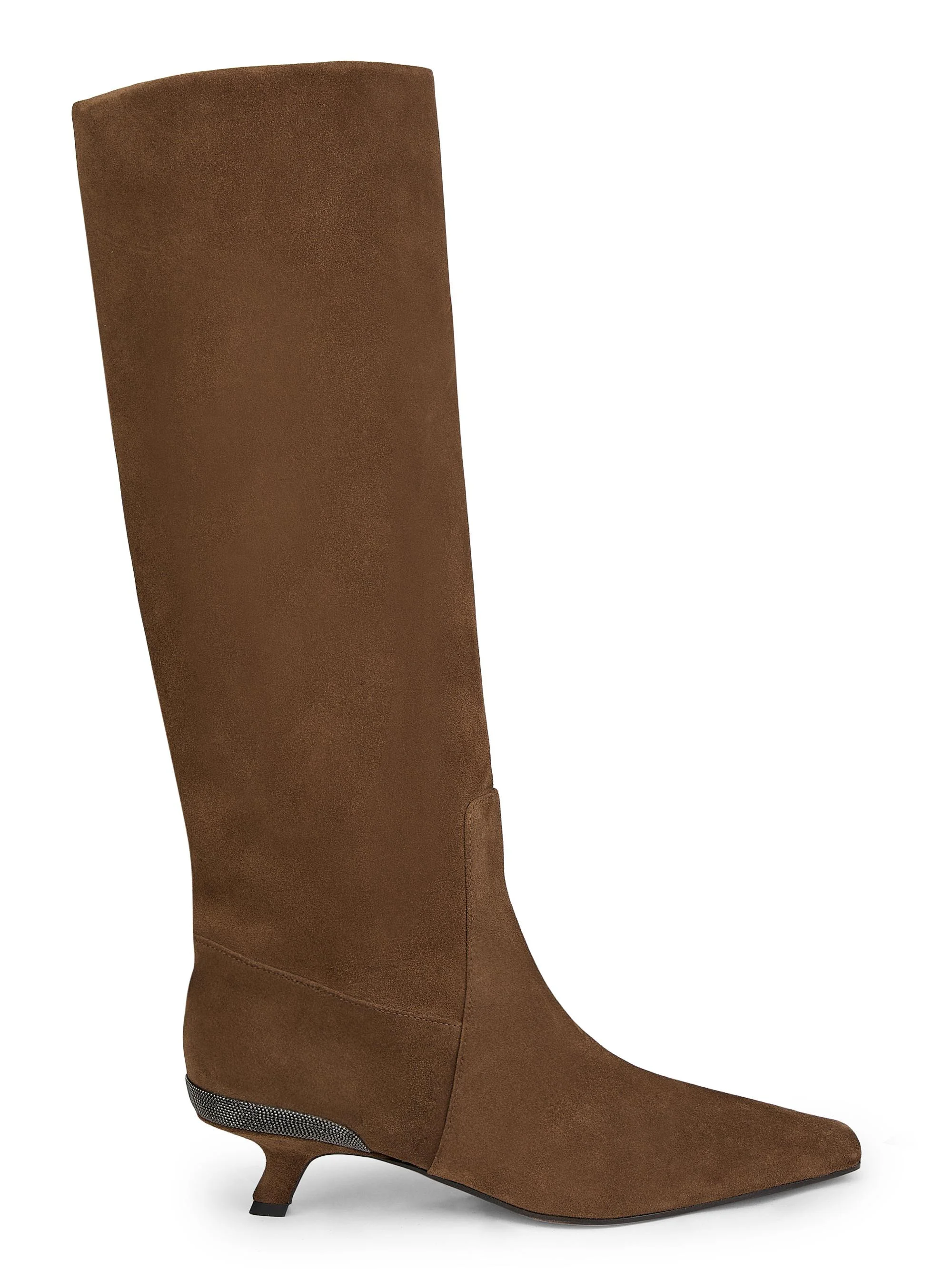Women's Suede Knee-High Boots - Moka - 1
