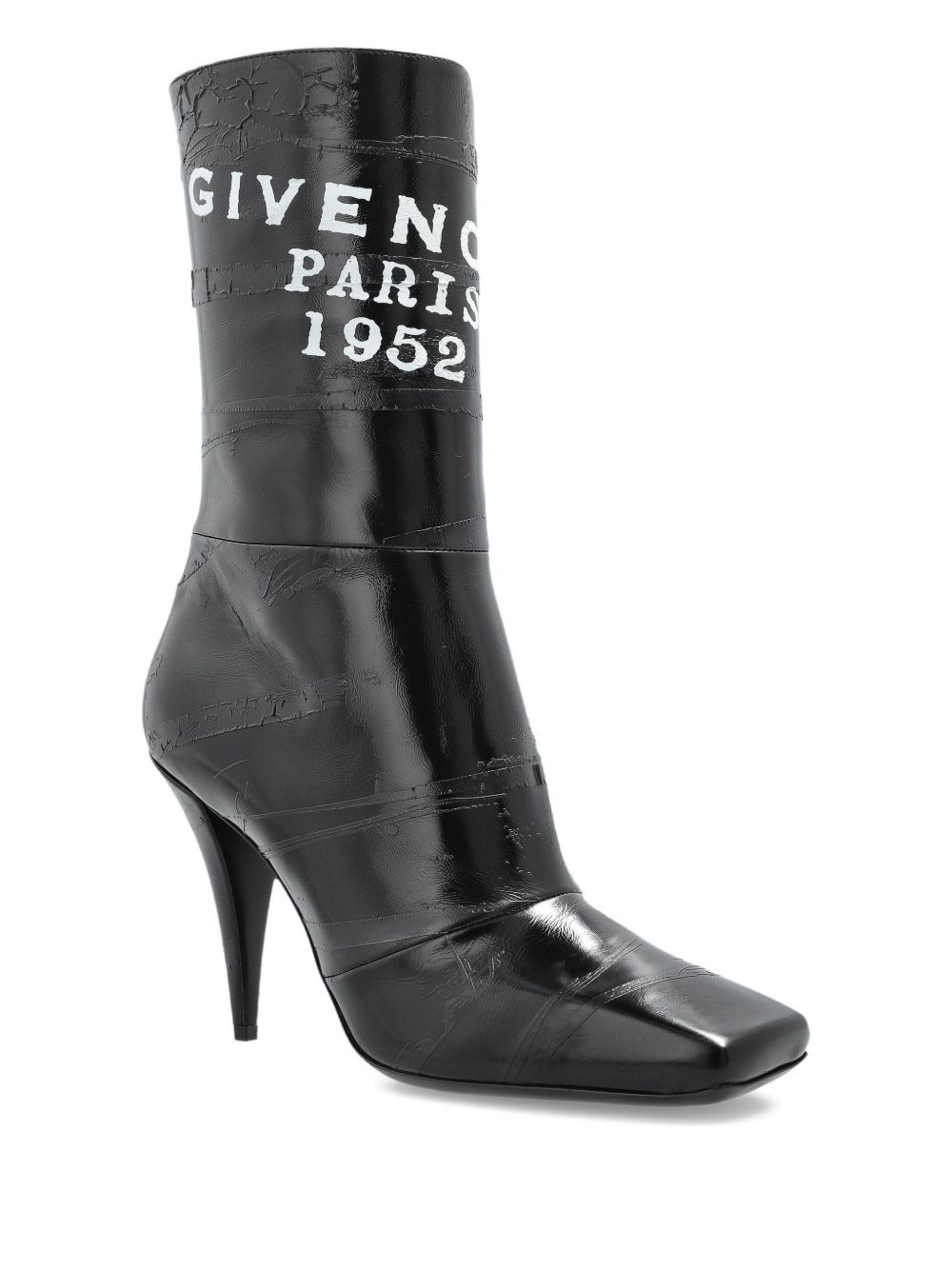 logo-print leather boots - 2