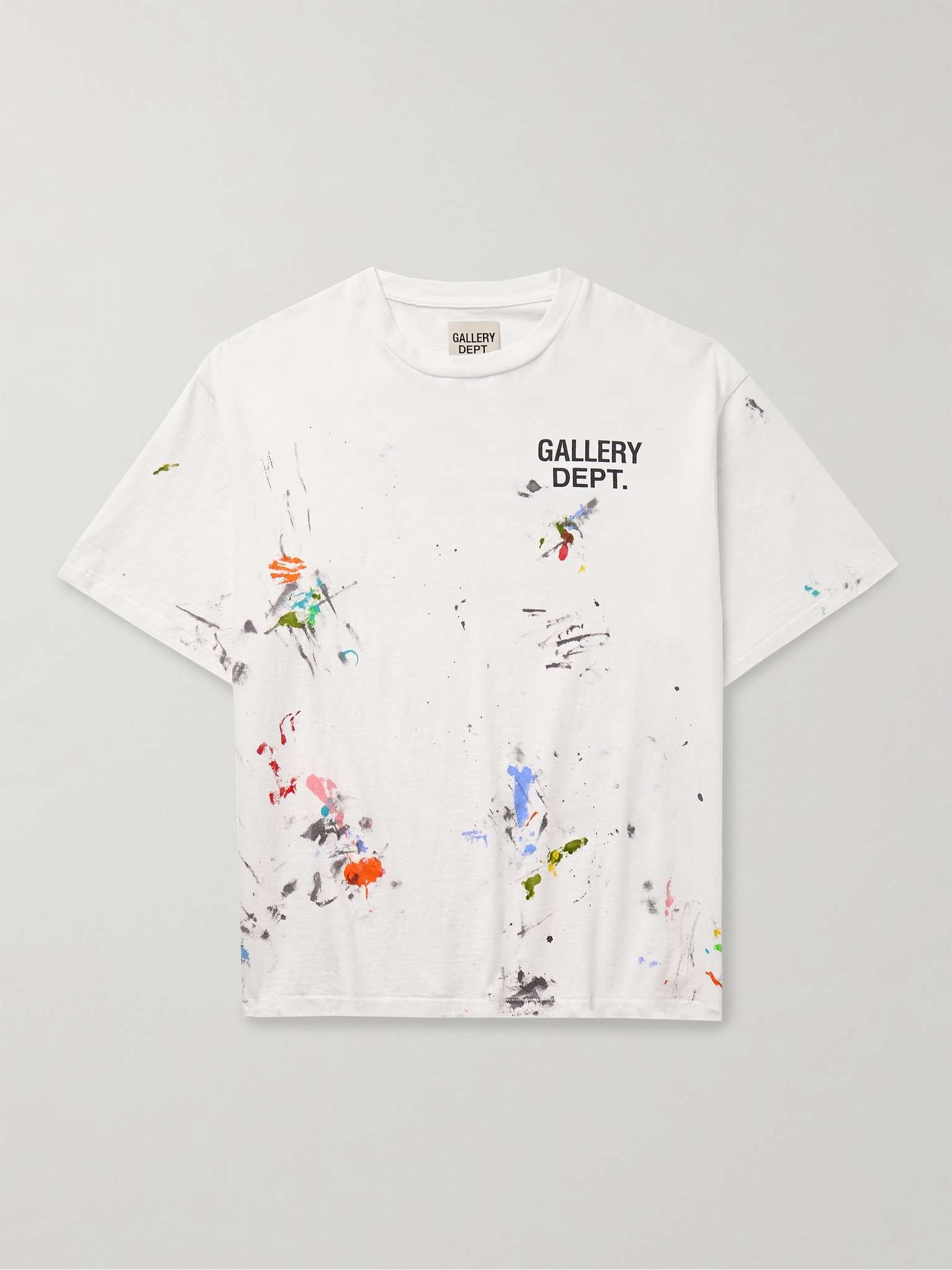 Paint-Splattered Logo-Print Cotton-Jersey T-Shirt - 1