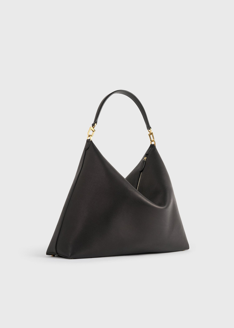 Bevel grained-leather bag black 7