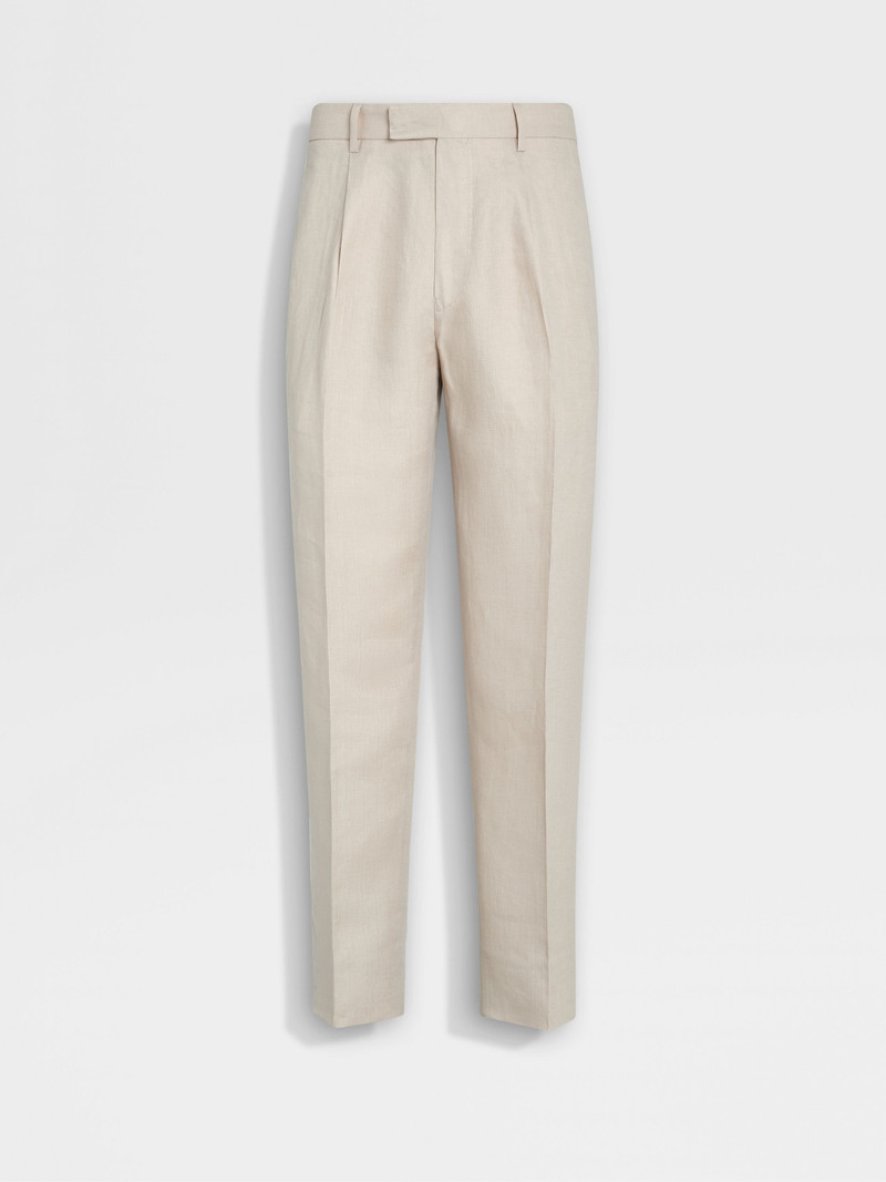 LIGHT BEIGE OASI LINO PANTS 1