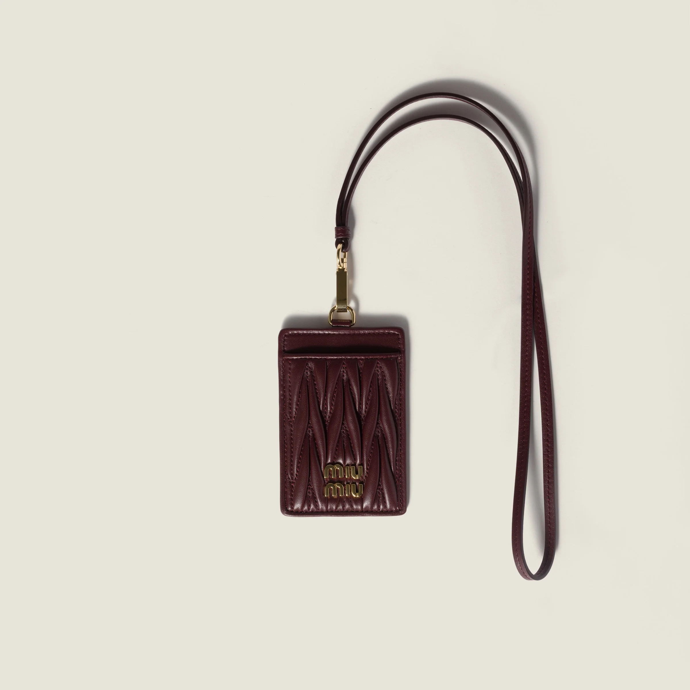 Matelassé nappa leather badge holder - 1
