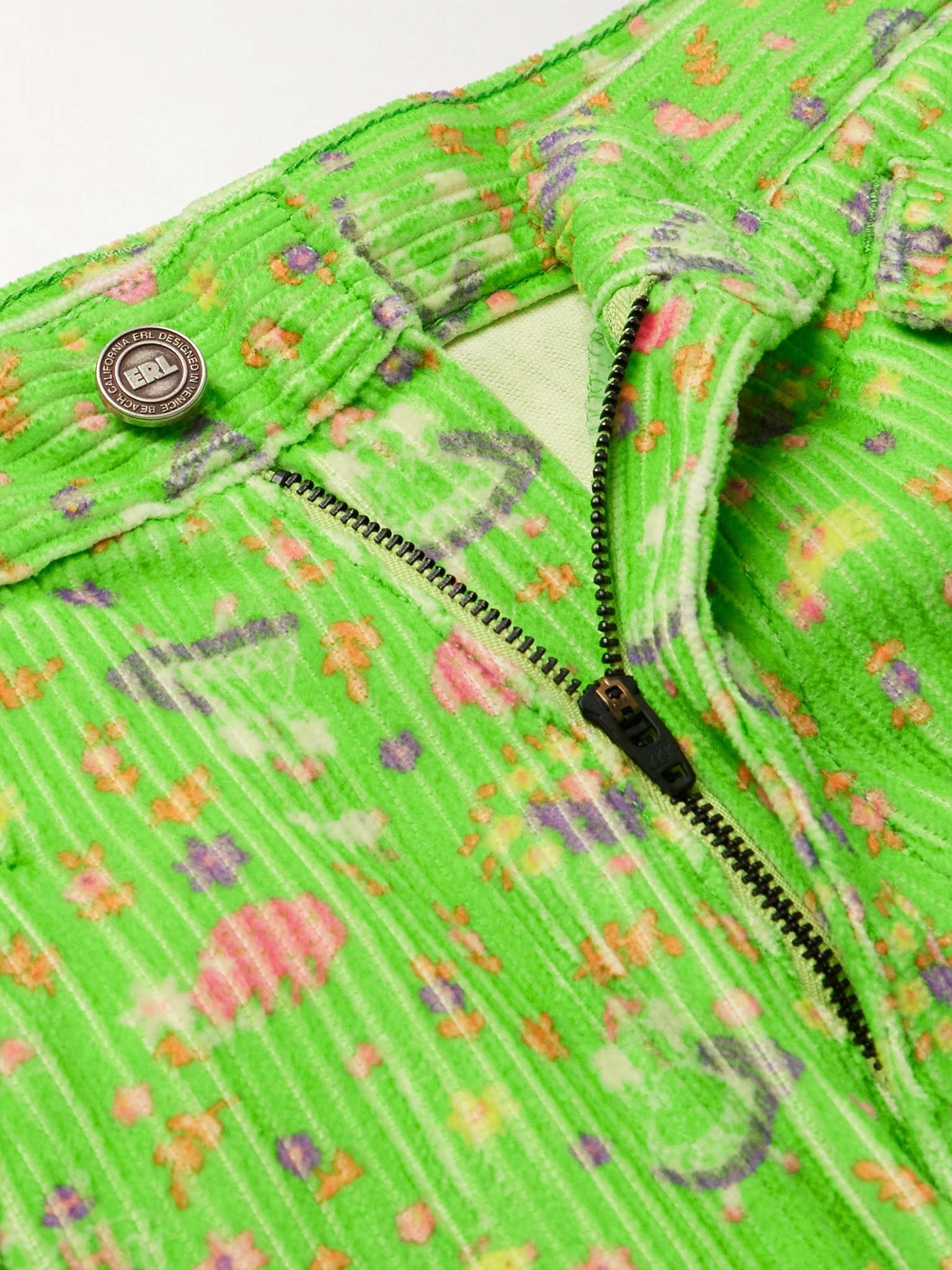 Straight-Leg Glittered Printed Cotton-Corduroy Cargo Trousers - 3