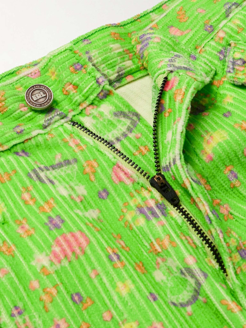 Straight-Leg Glittered Printed Cotton-Corduroy Cargo Trousers 3