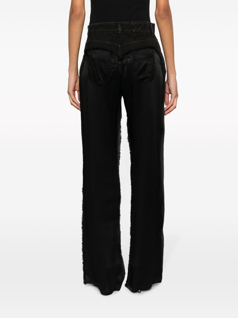 high-waist satin-panelled jeans - 4