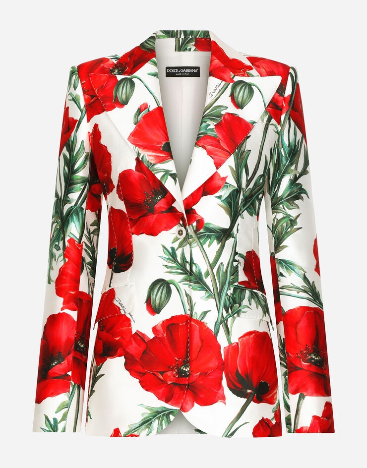 Poppy-print shantung Turlington blazer - 1