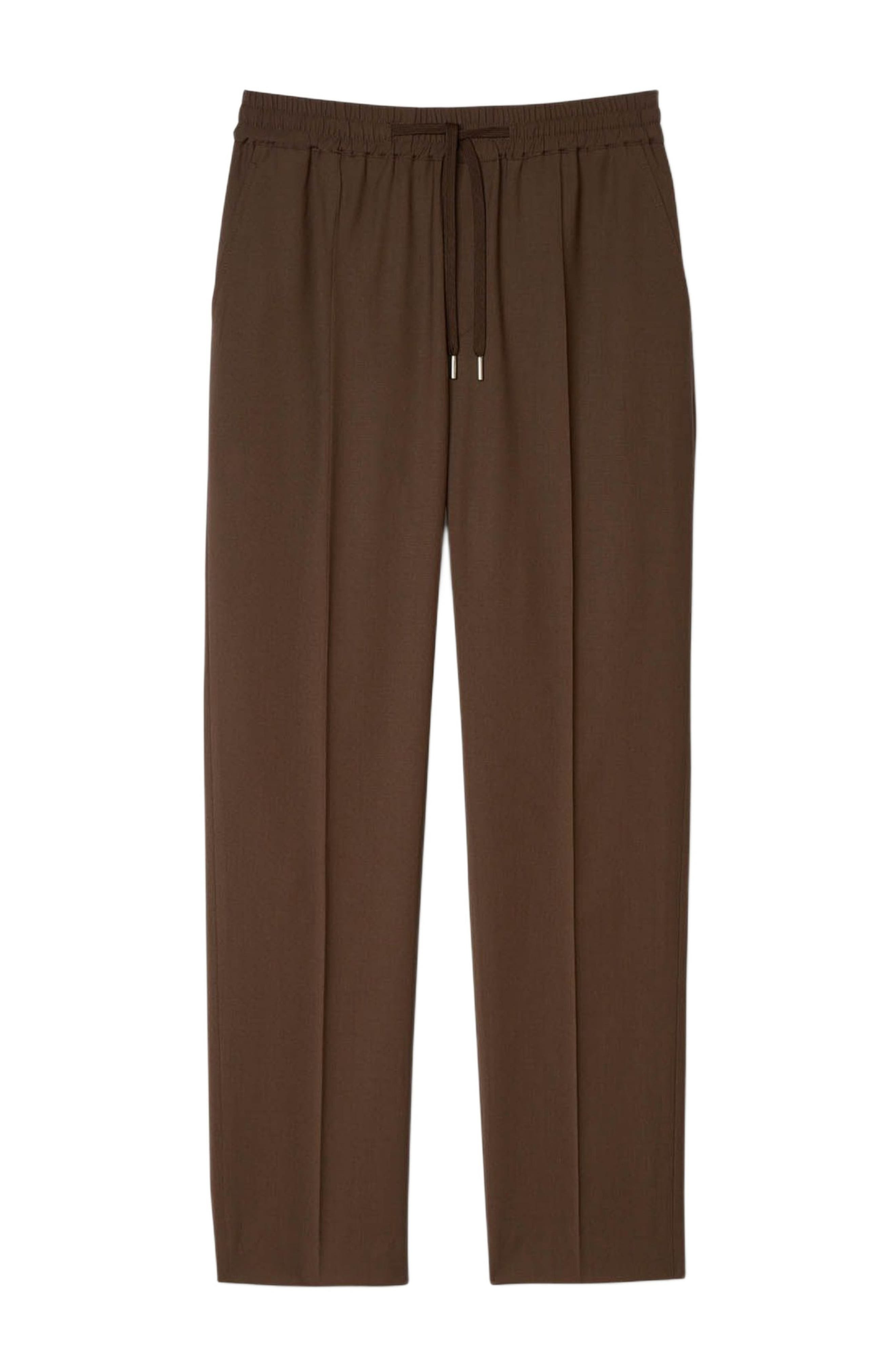SANDRO Elasticated straight-leg trousers in Tobacco Brown at Nordstrom - 6