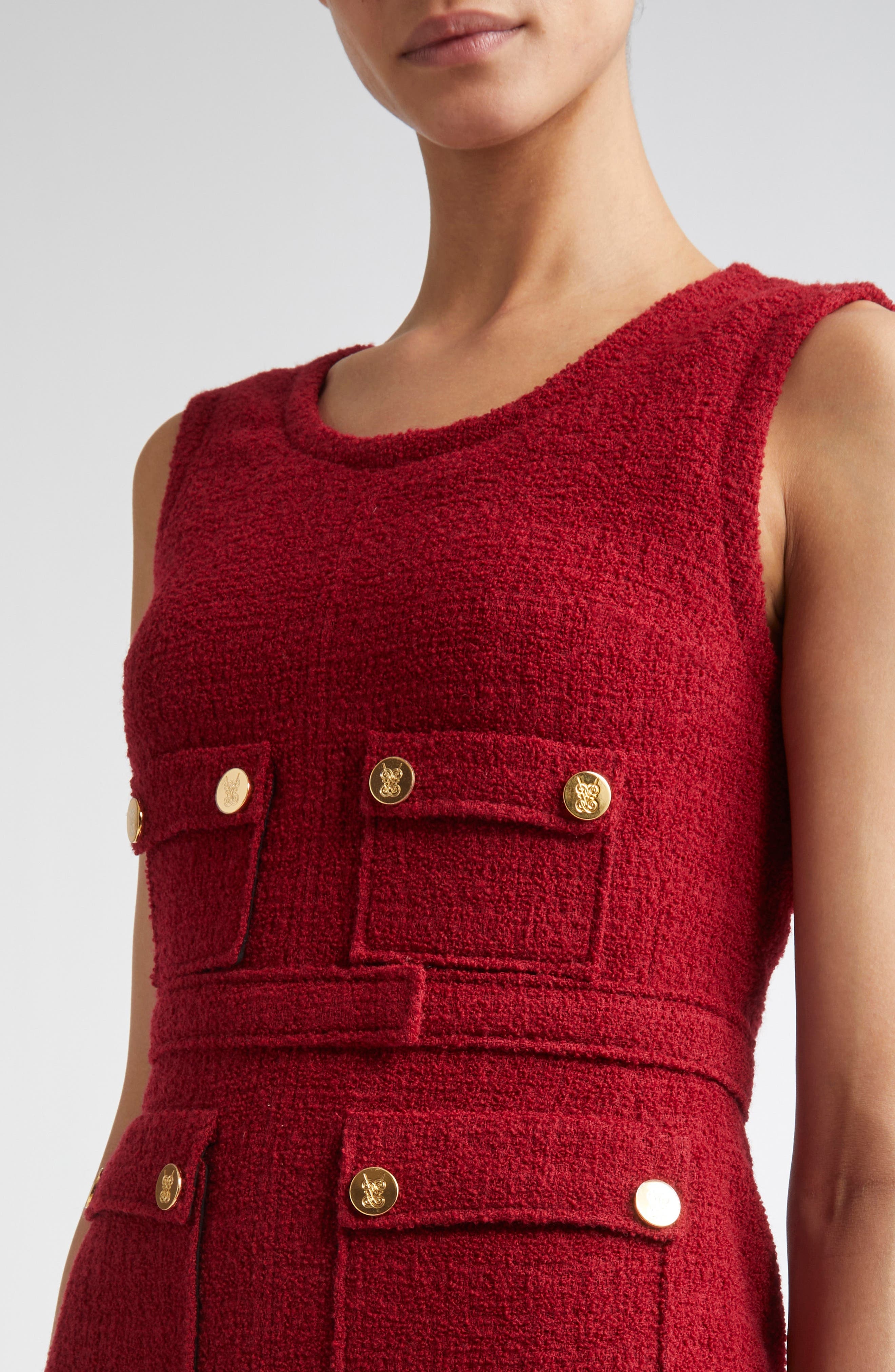 Giambattista Valli Sleeveless Bouclé Dress in Titan Red at Nordstrom - 5