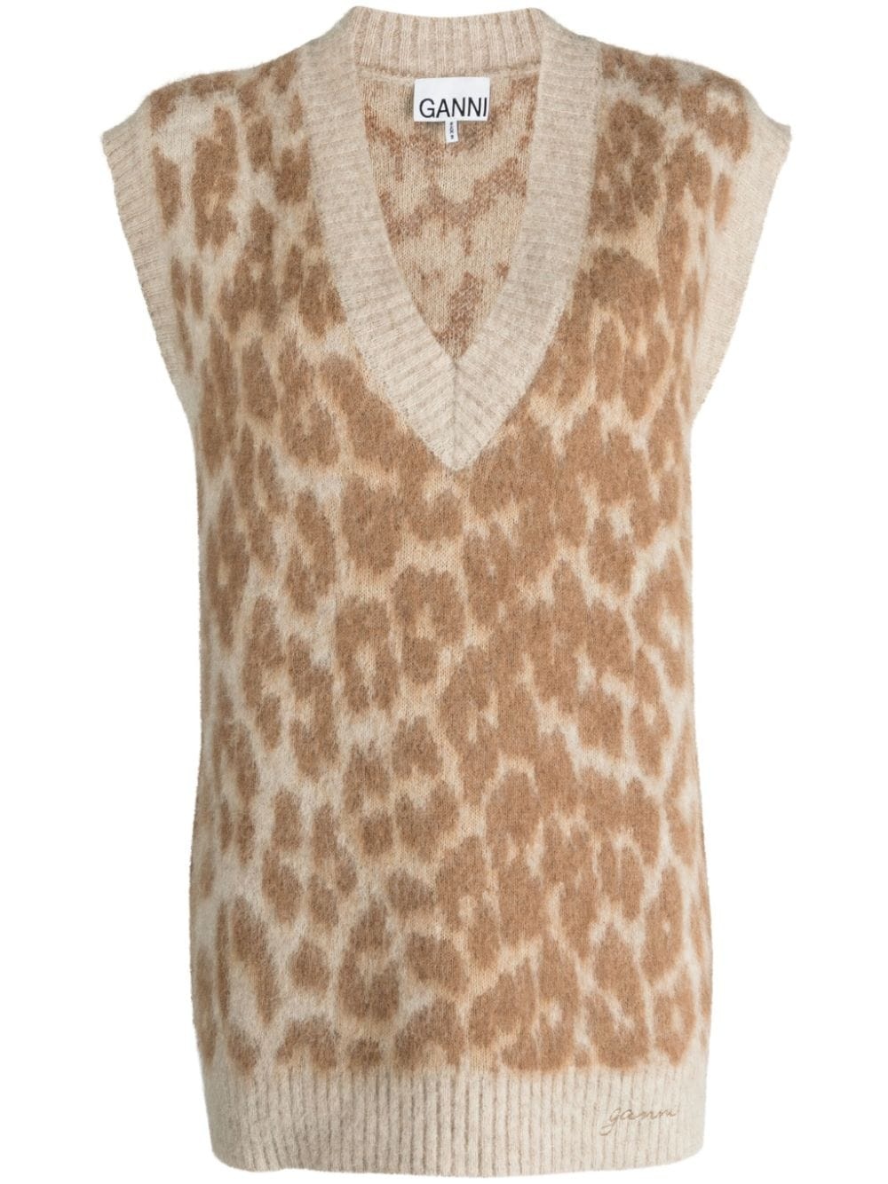 Leopard Jacquard Oversized Vest