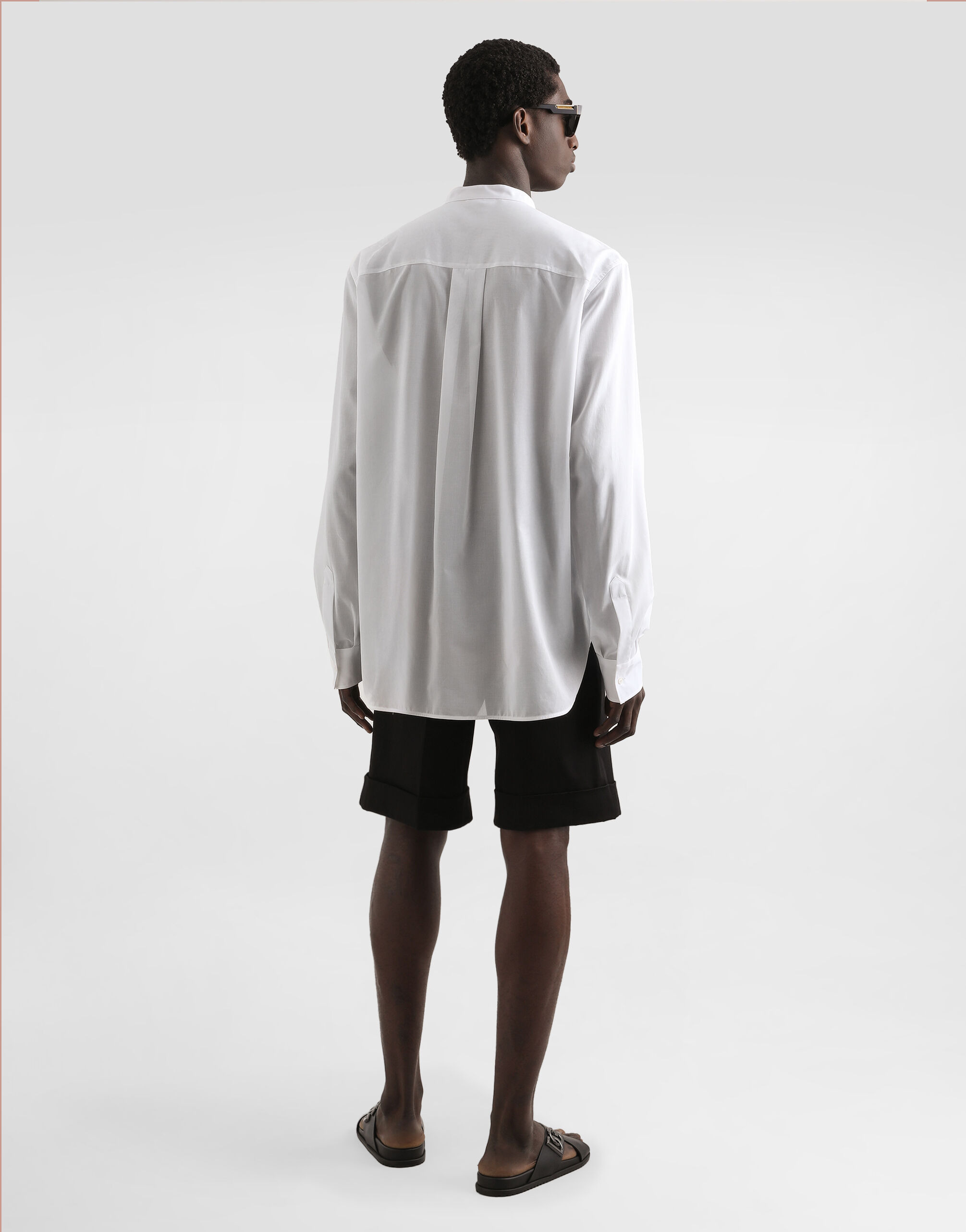 Cotton canvas mandarin shirt - 3
