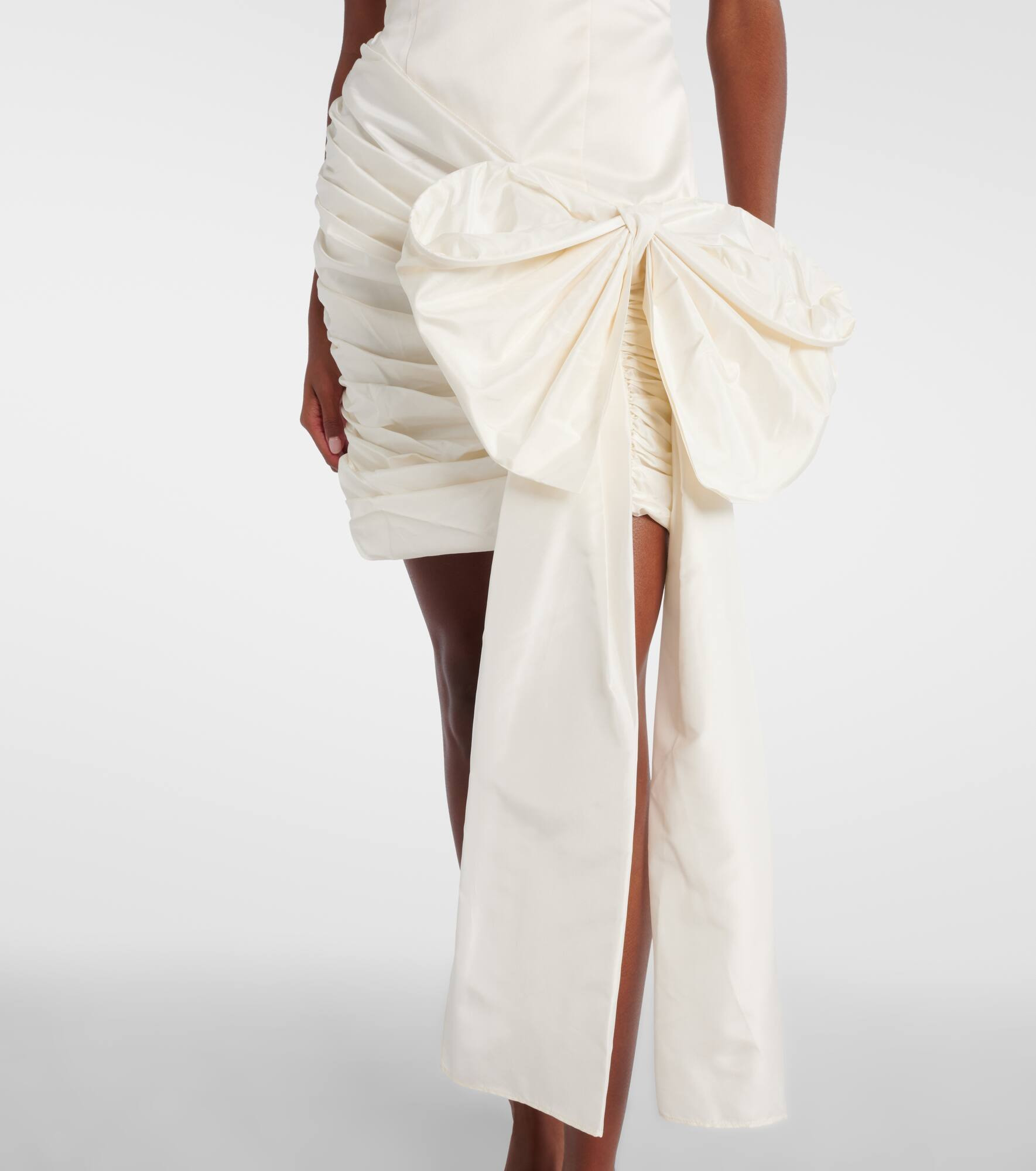 Bow-detail halterneck satin minidress - 5