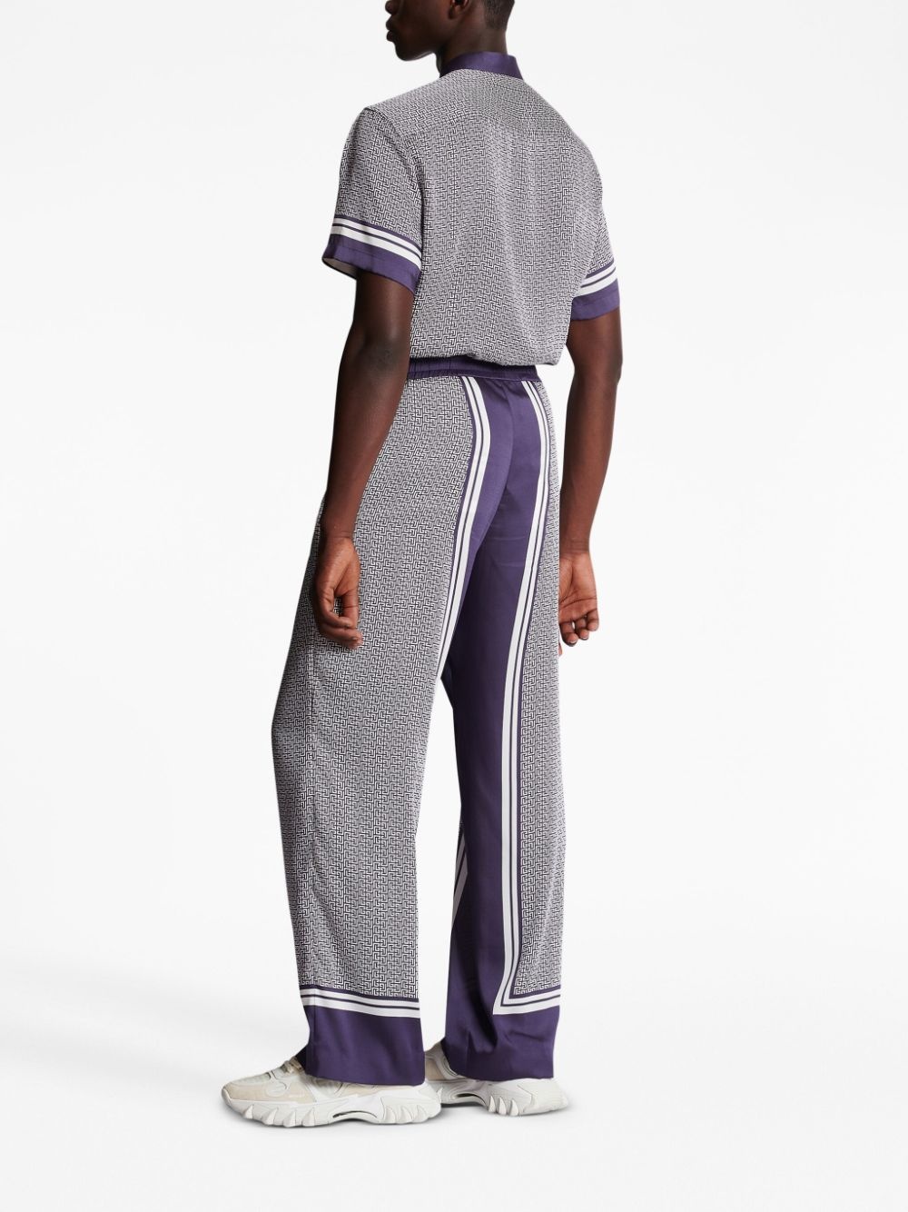 vertical-print straight-leg trousers - 4