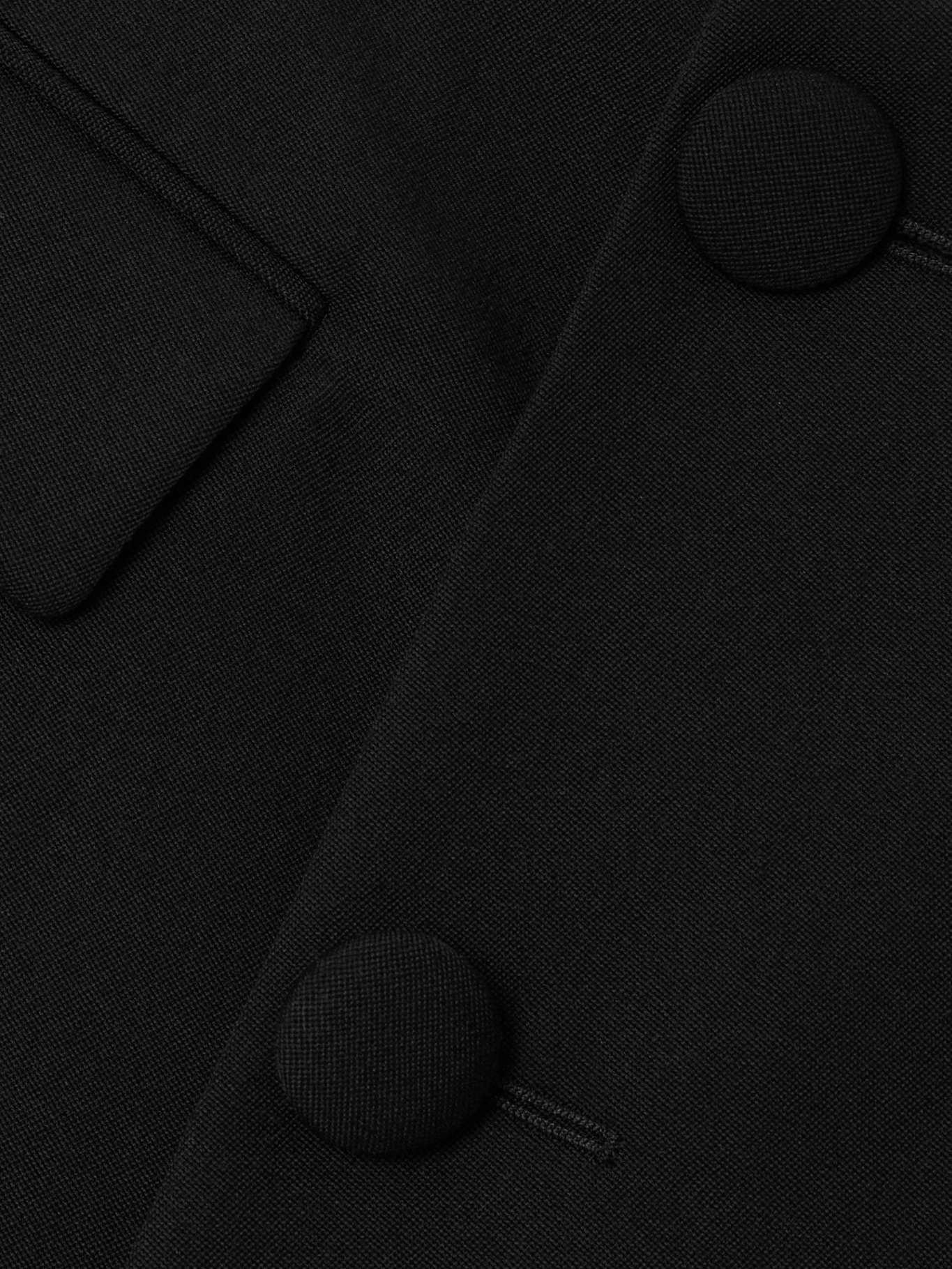 Wrap-effect button-embellished wool shorts Black - 5