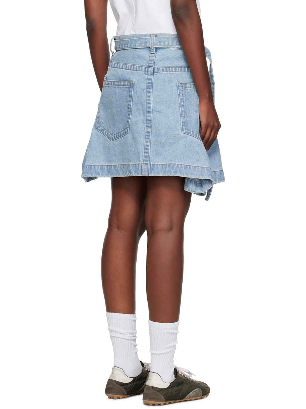 Blue Asymmetrical Denim Miniskirt - 3