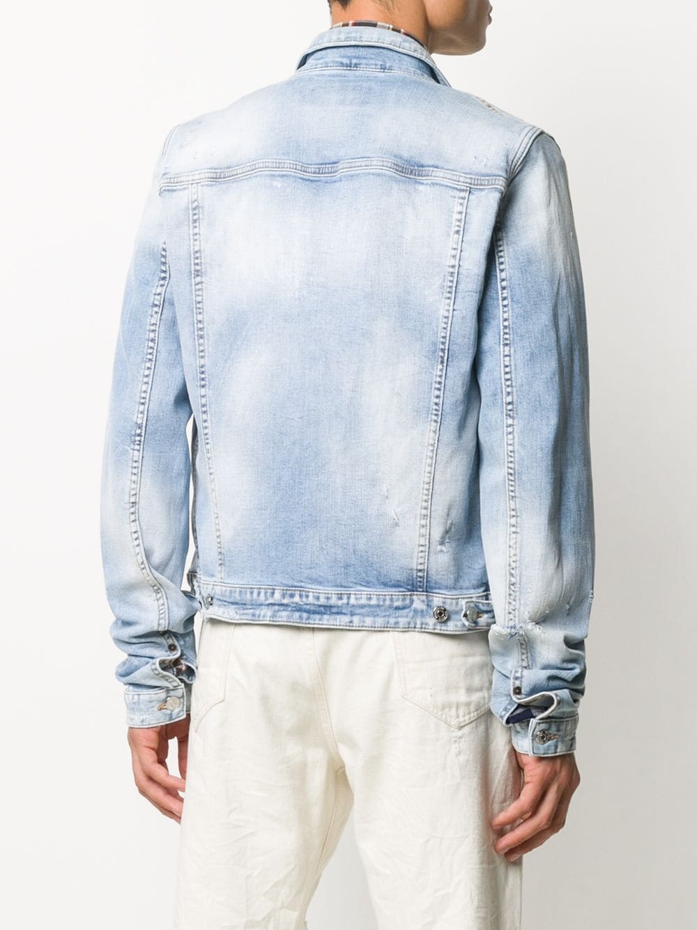 distressed effect denim jacket - 4