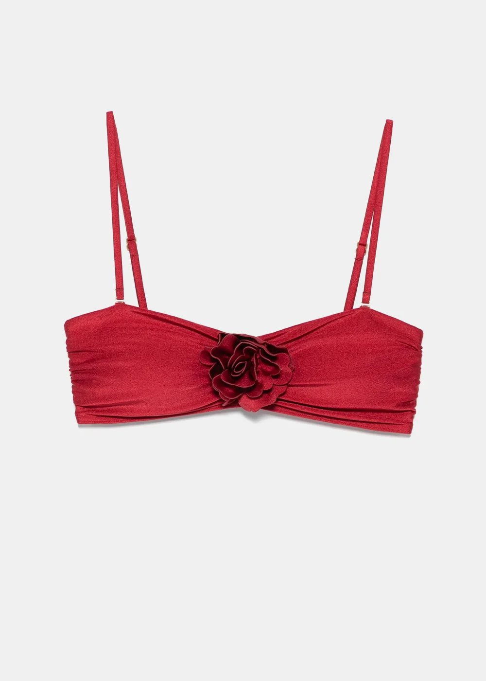 Dark Red Cascadian Flower Bikini Top - 1