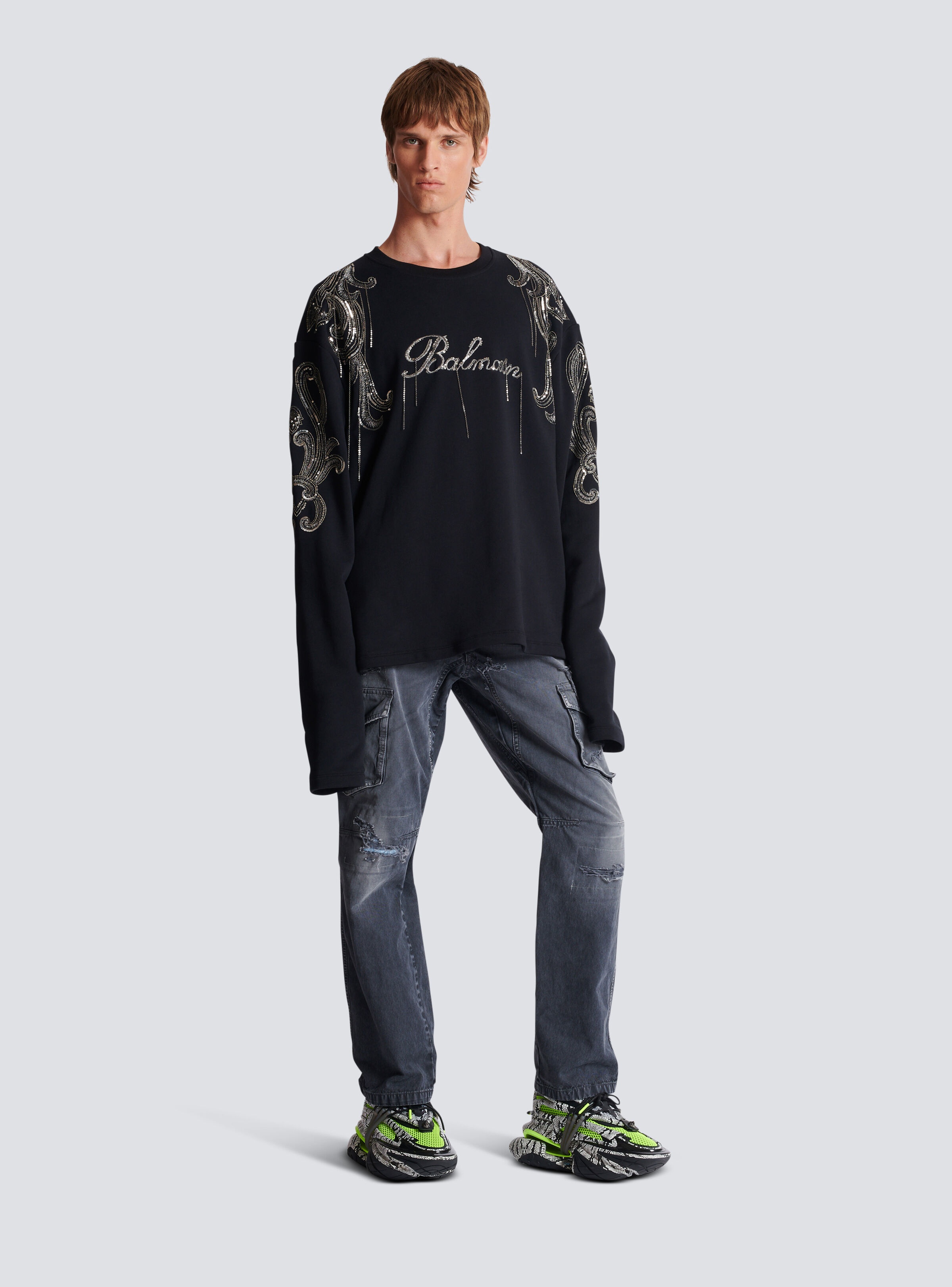 Balmain Signature chain embroidered sweater - 3