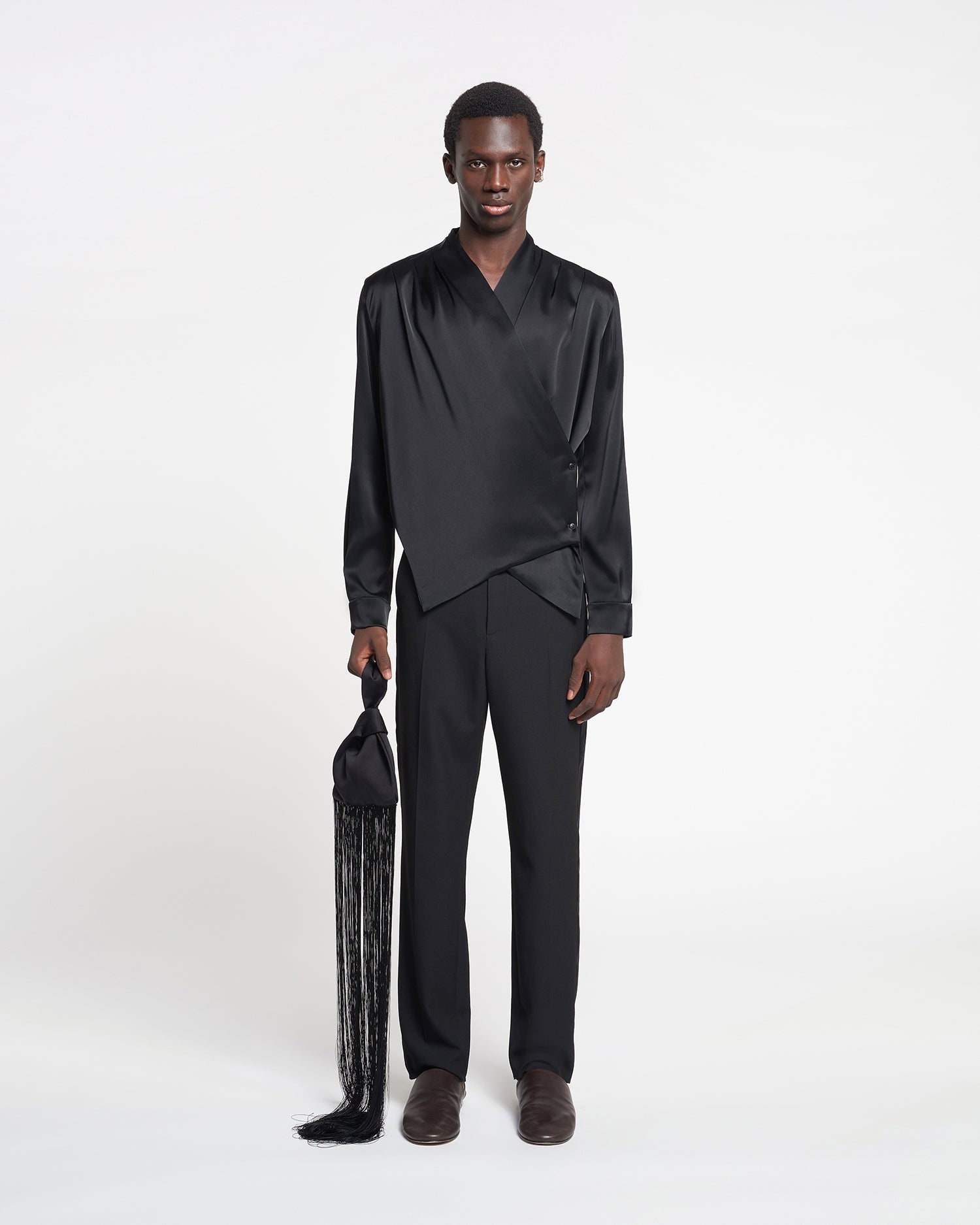 Slip Satin Wrap Shirt - 4