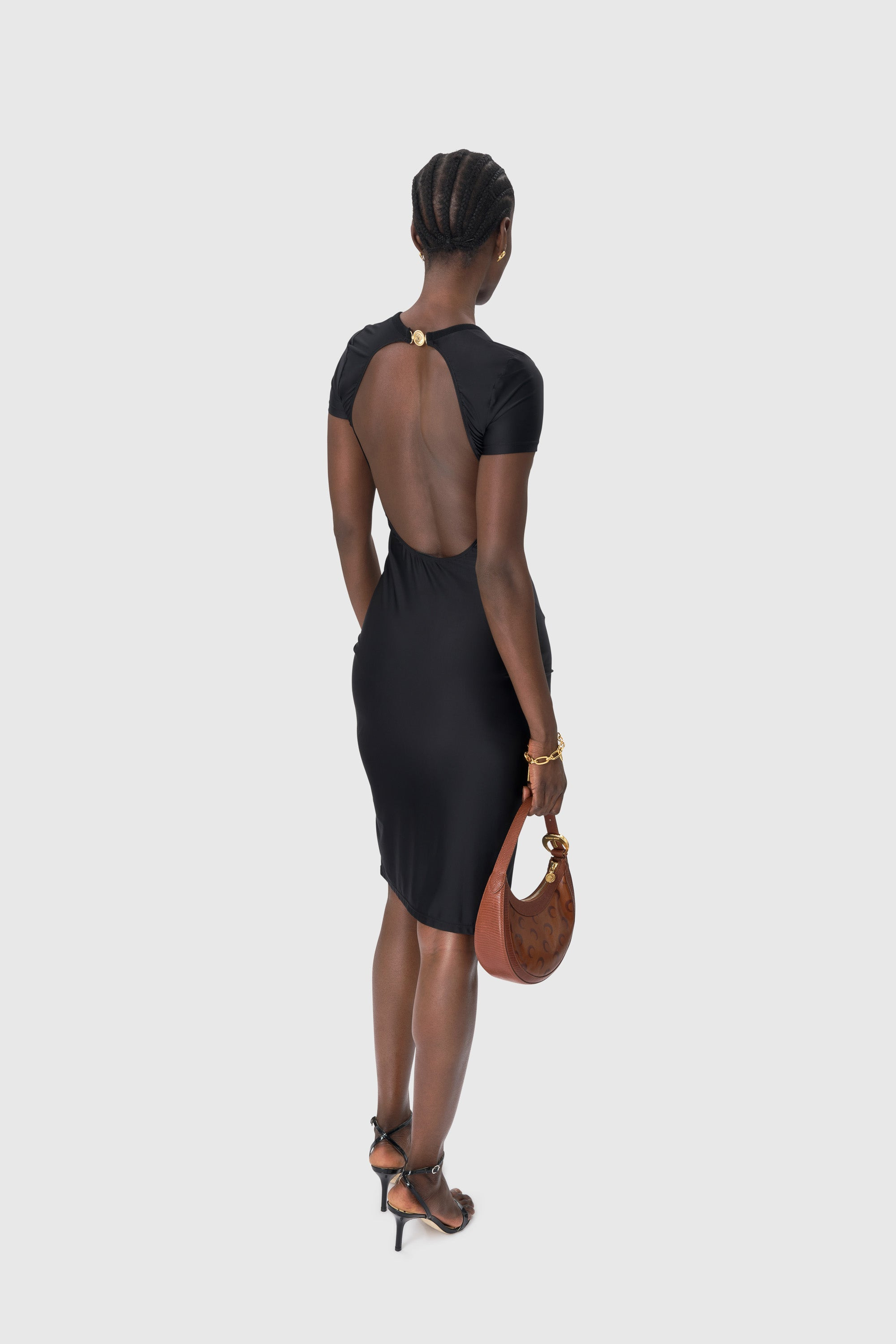 Draped Jersey Open Back Dress - 5