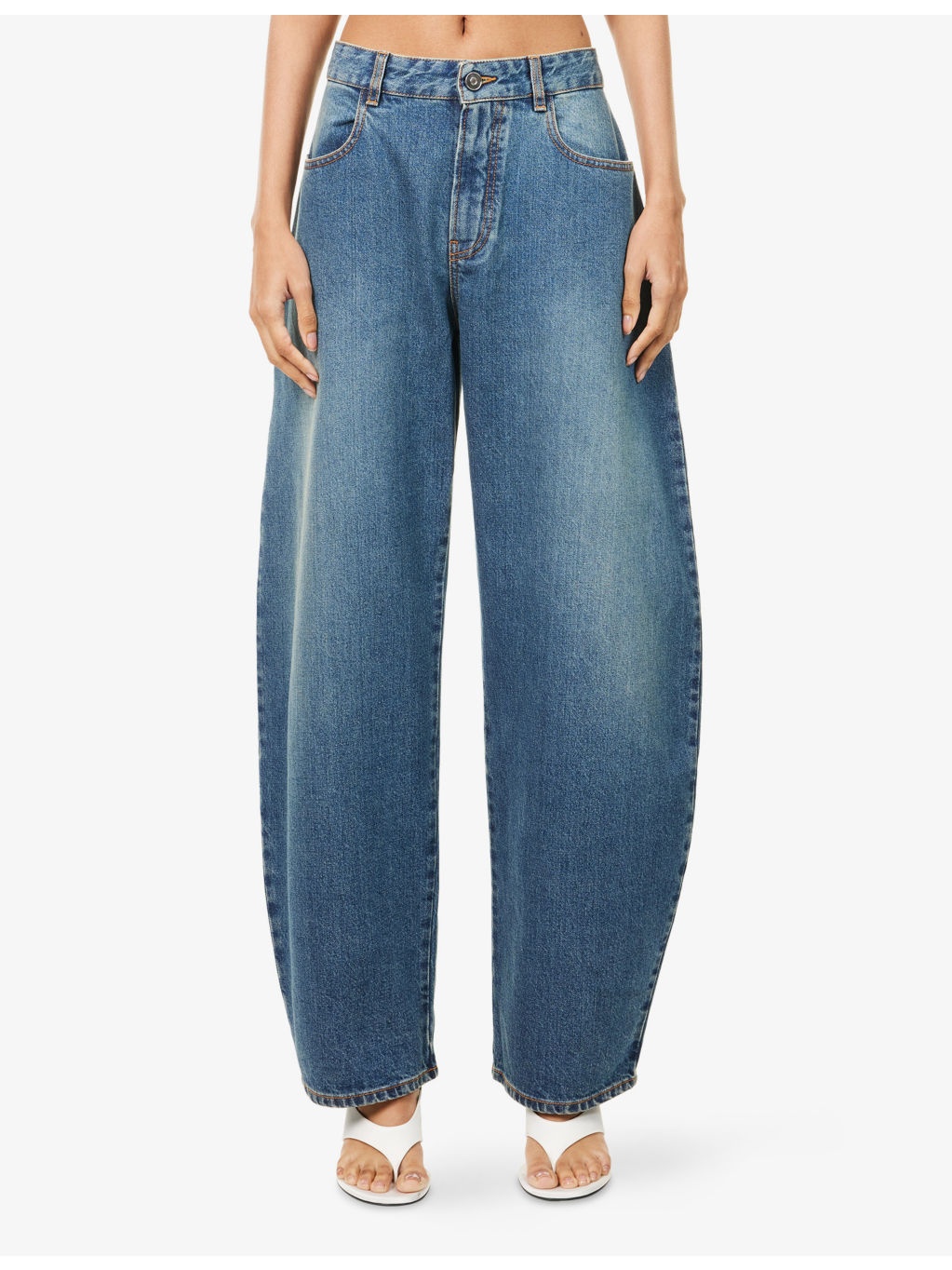 Barrel-Leg Round Denim Jeans - 3