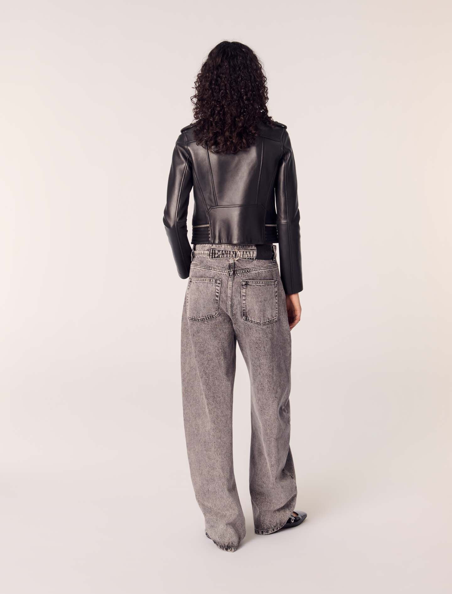 Leather biker-style jacket - 4