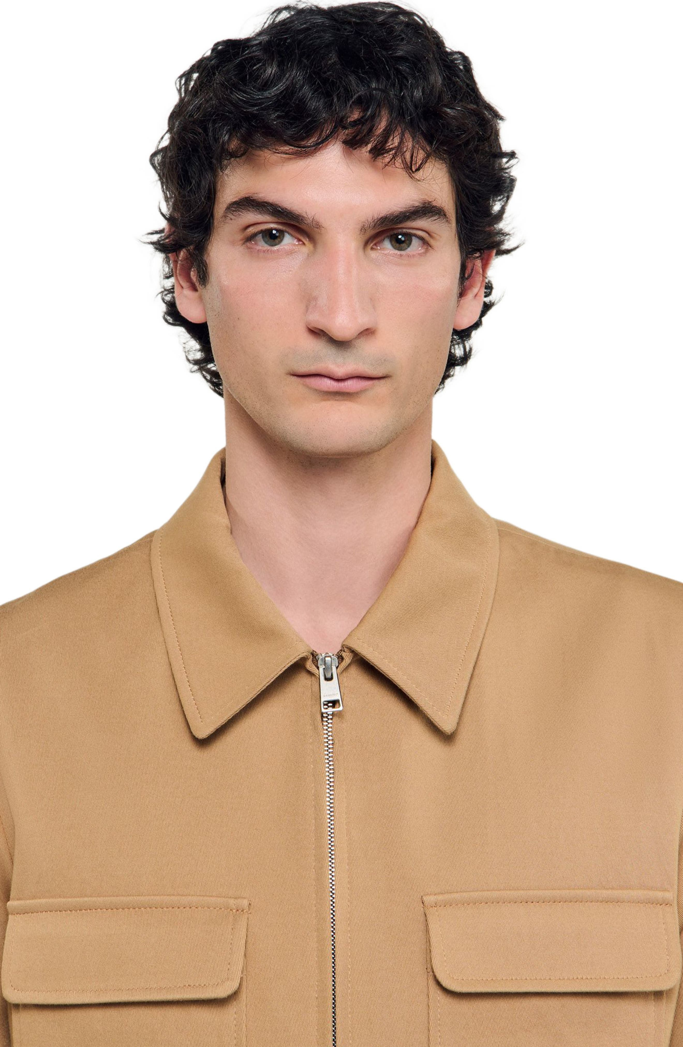 SANDRO Zip-up pocket jacket in Camel at Nordstrom - 4