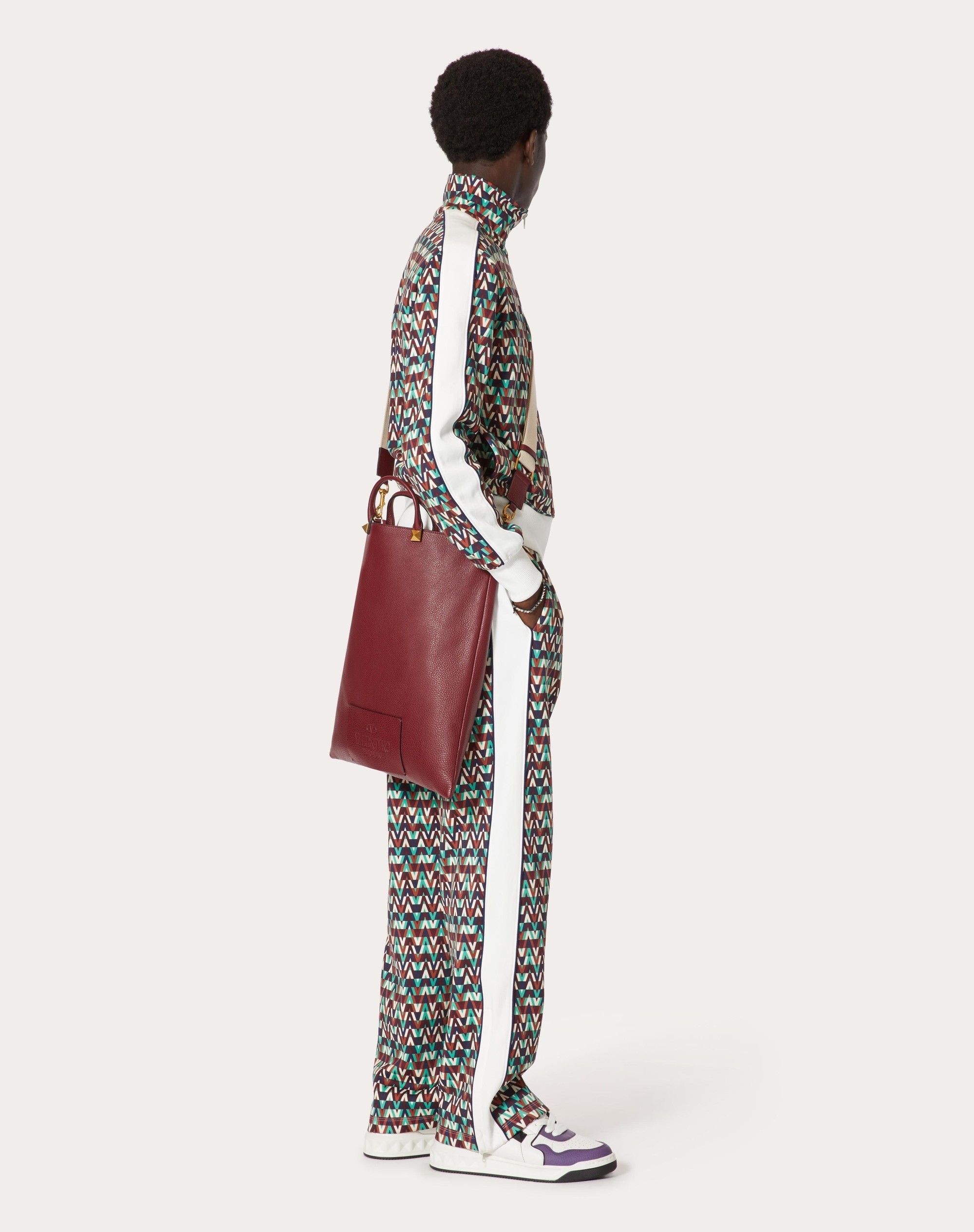 VALENTINO GARAVANI IDENTITY FLAT LEATHER TOTE BAG - 6