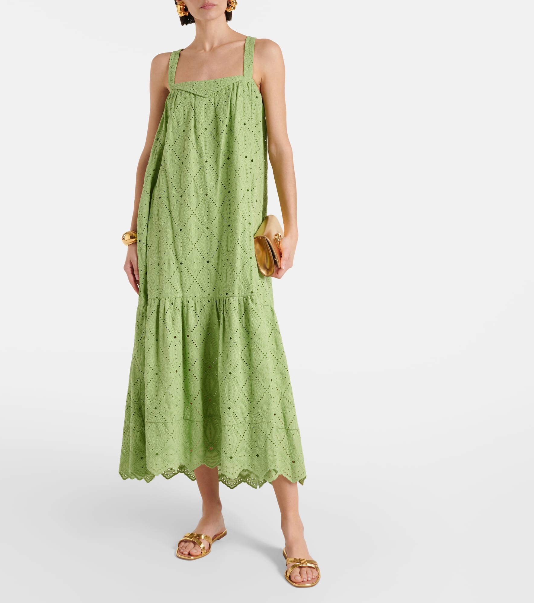 Embroidered cotton-blend maxi dress - 2