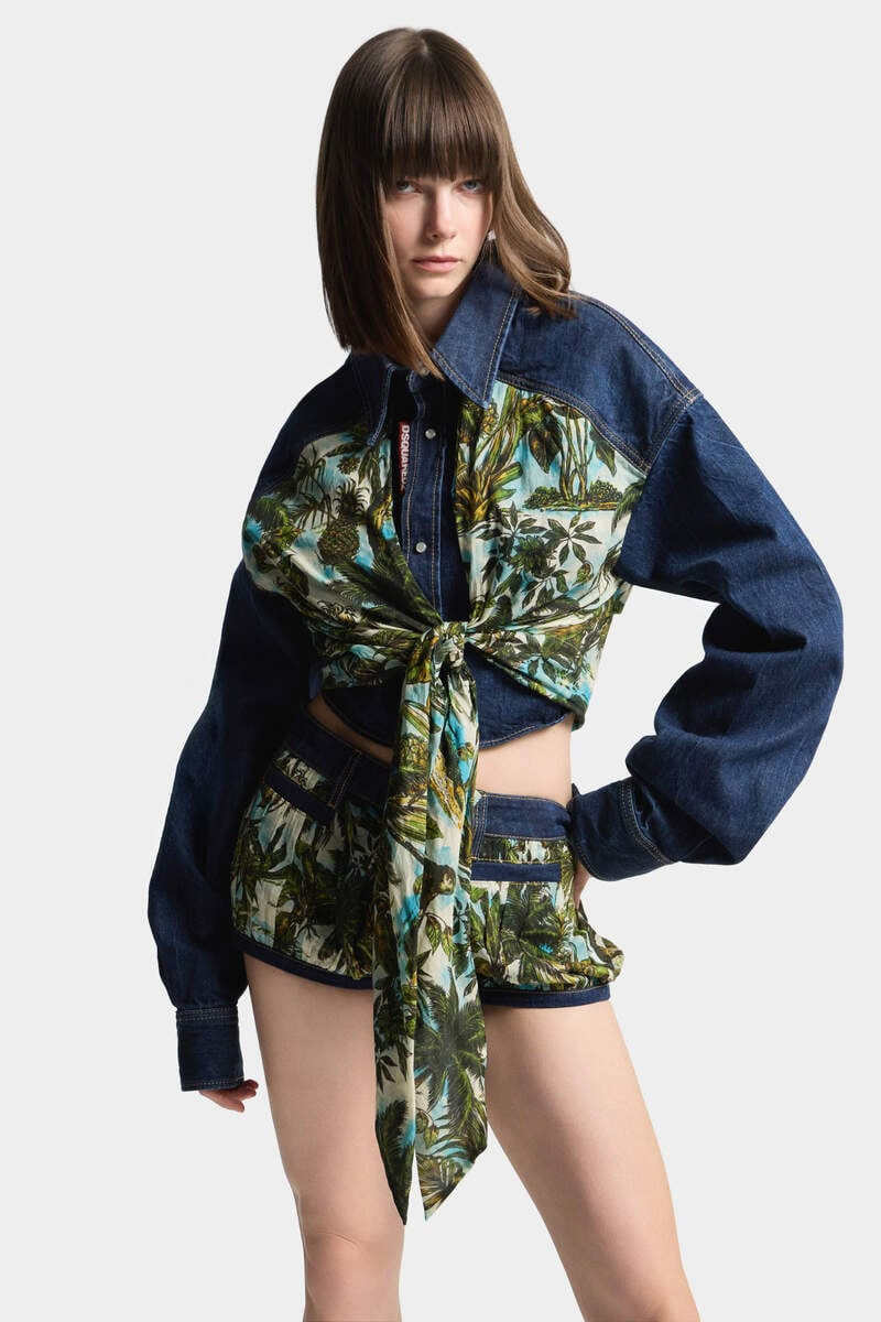 MONKEY BUSINESS DENIM MIX CROPPED SHIRT 3