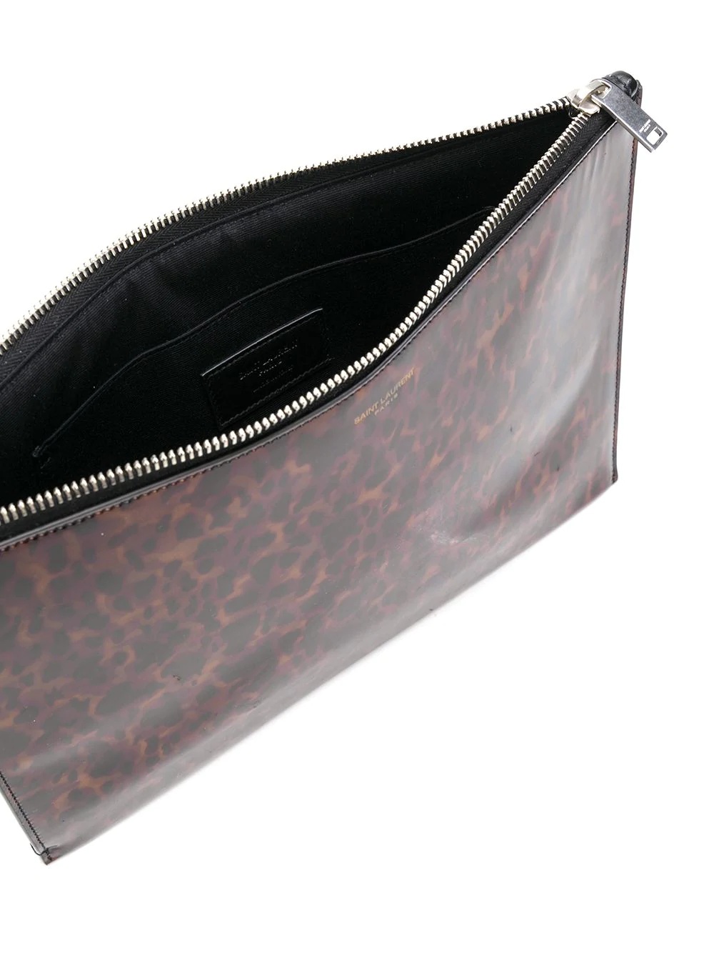 tortoiseshell-effect zipped clutch - 5