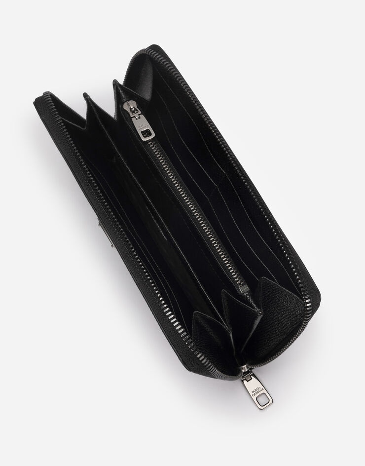 Calfskin zip-around wallet with branded plate - 4