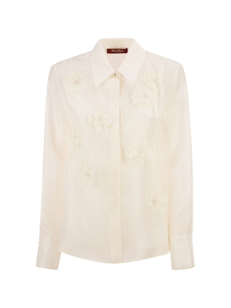 Mseagi embroidered-flower silk shirt 1