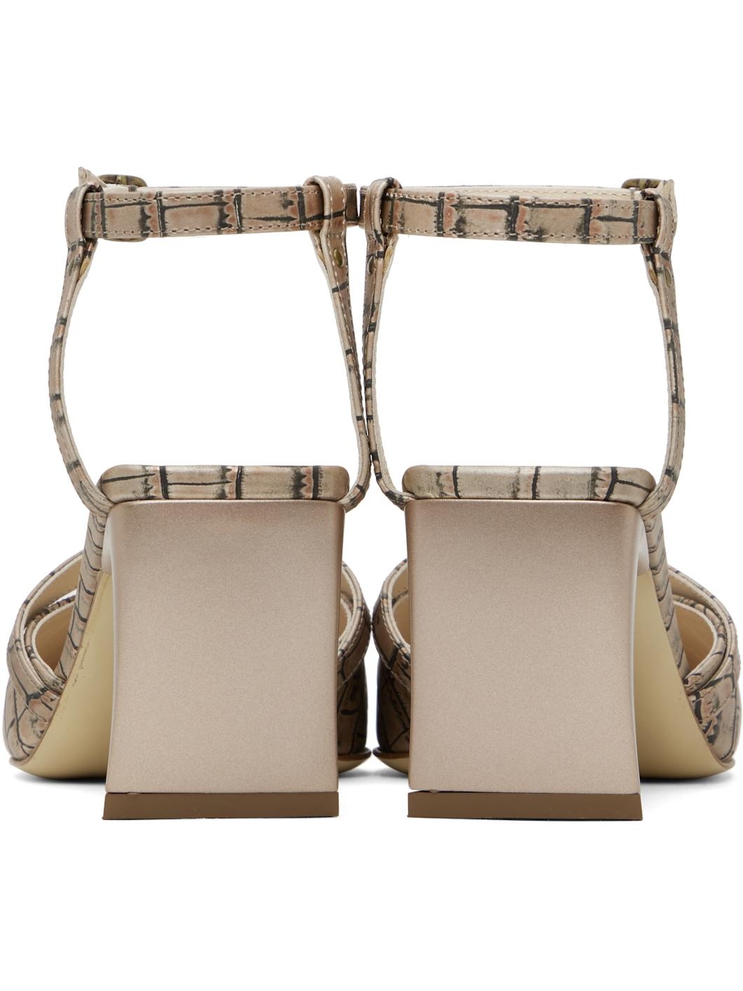 Beige Serpent Mules - 2