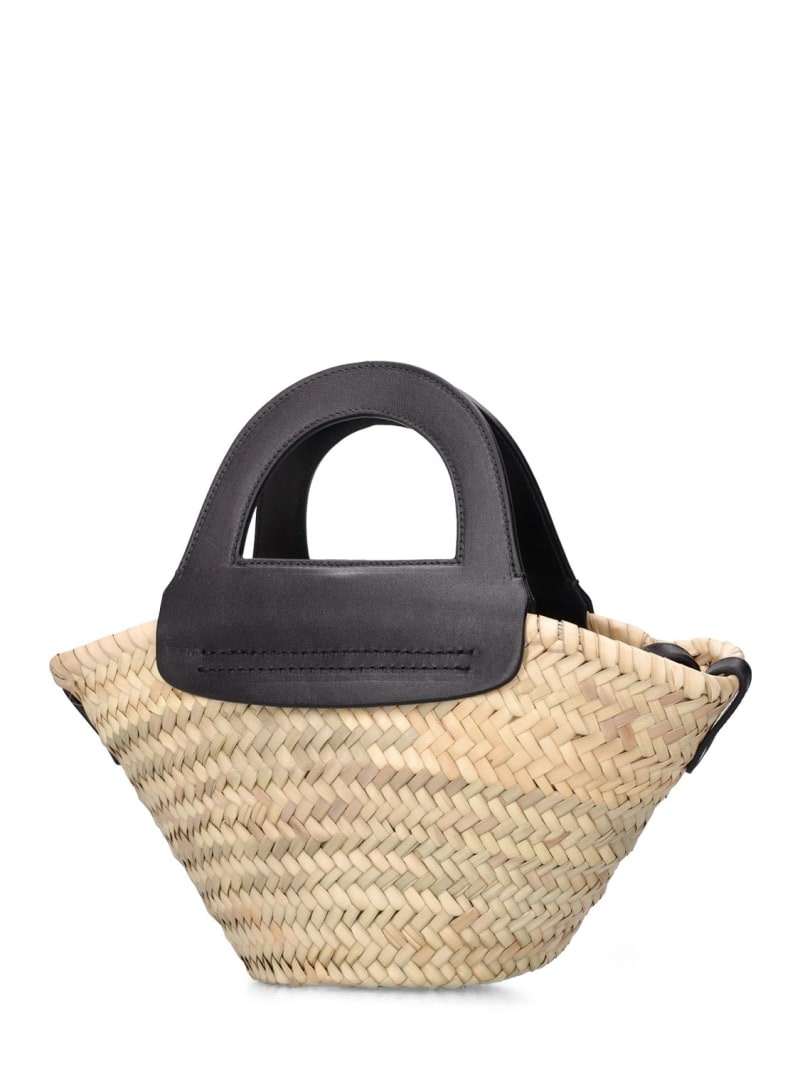 Mini Cabas leather & raffia tote bag - 4