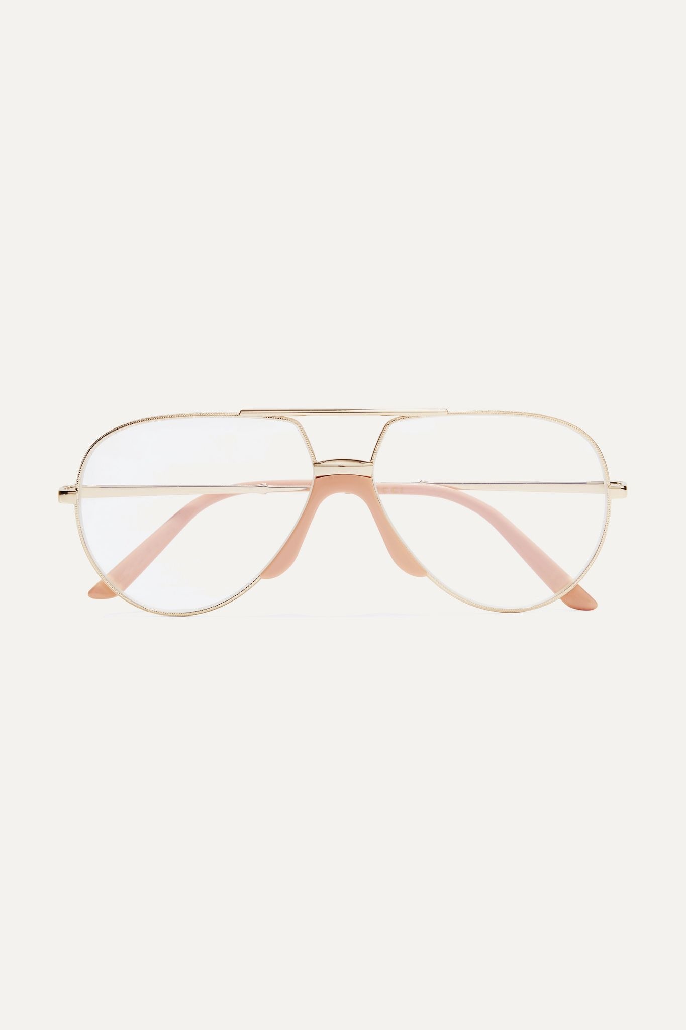 Aviator-style gold-tone and acetate optical glasses - 1