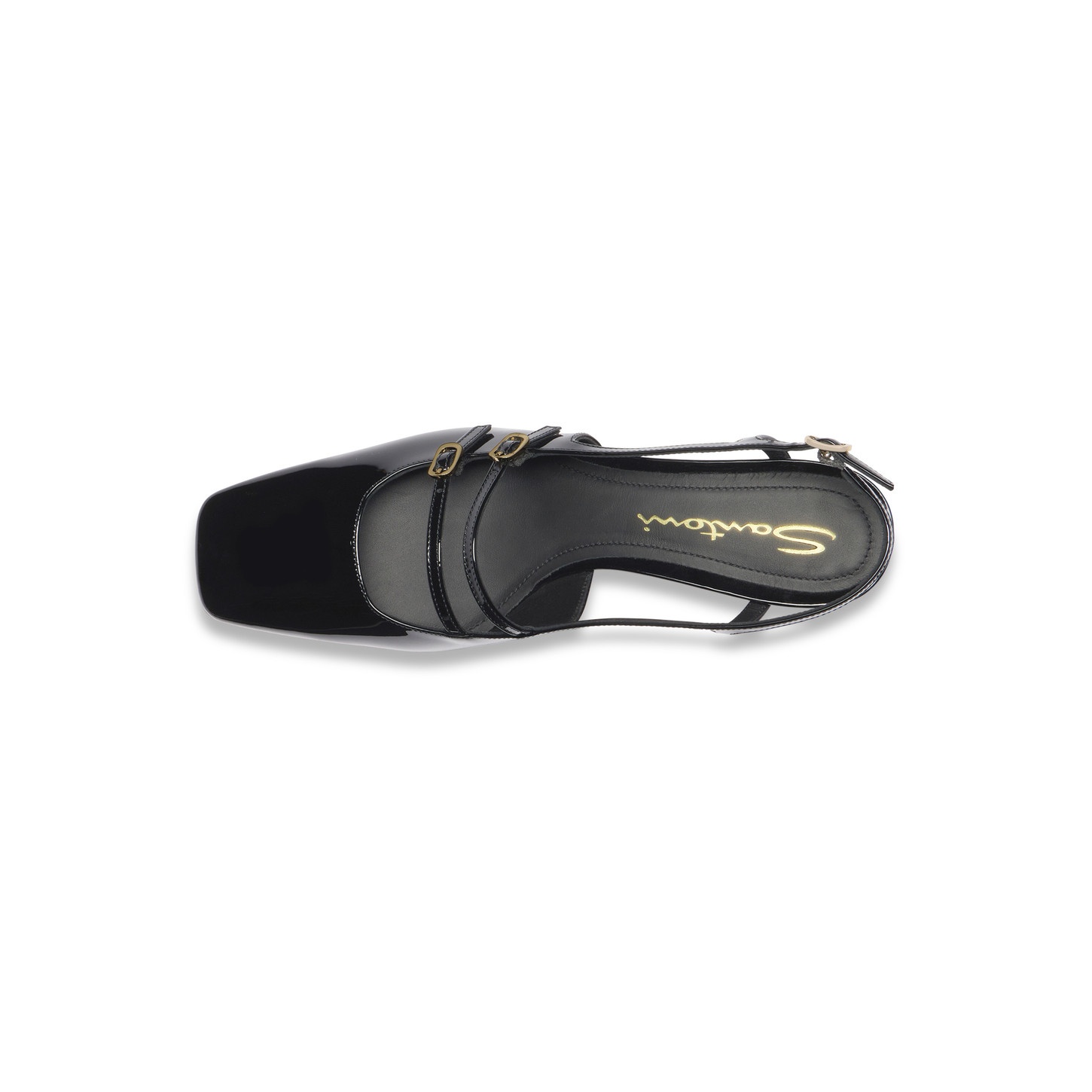 Women's black patent leather mid-heel slingback - 5