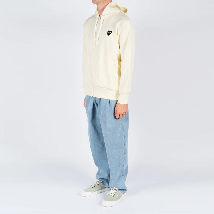 CCOMME des GARCONS PLAY Zip Hoodie Big Black Heart 'Beige' AZ-T254-051-3 - 5