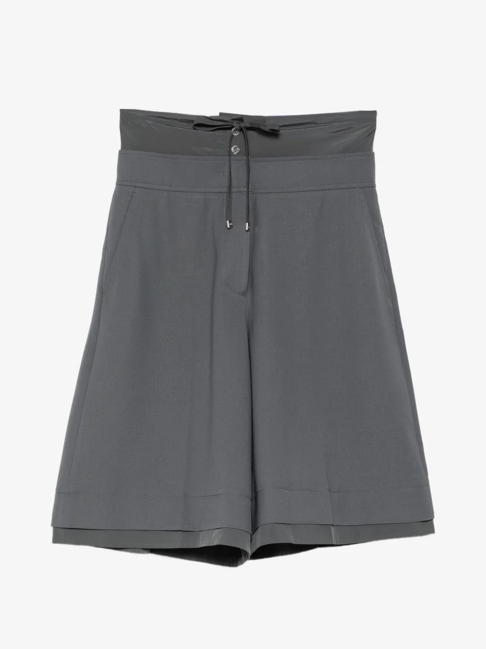 layered-waist drawstring shorts - 1