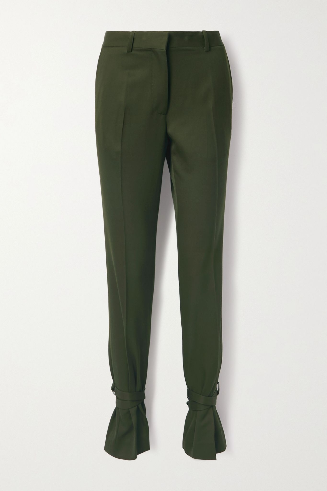 Bow-embellished wool straight-leg pants - 1