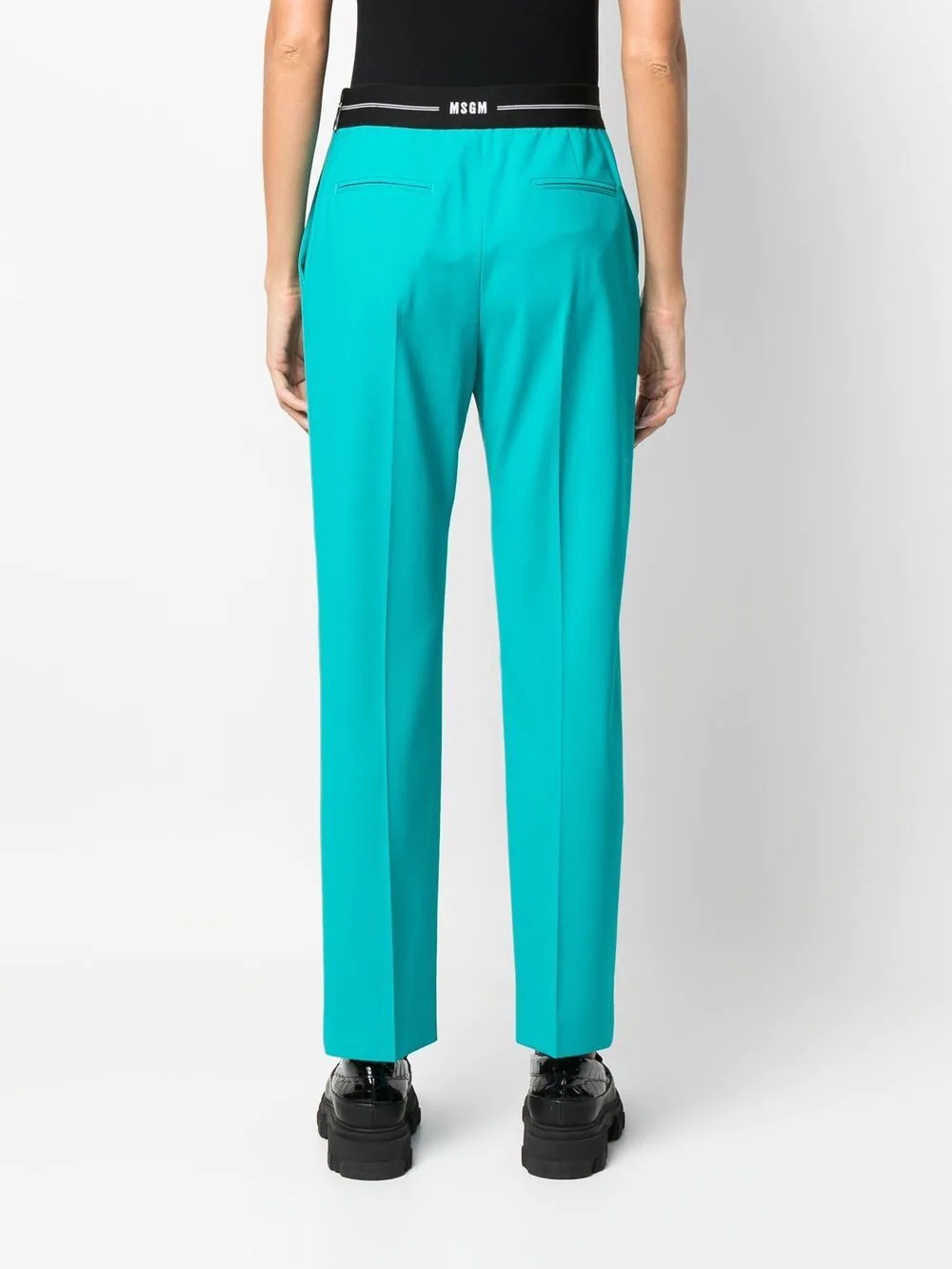 logo-waist slim tailored trousers - 4