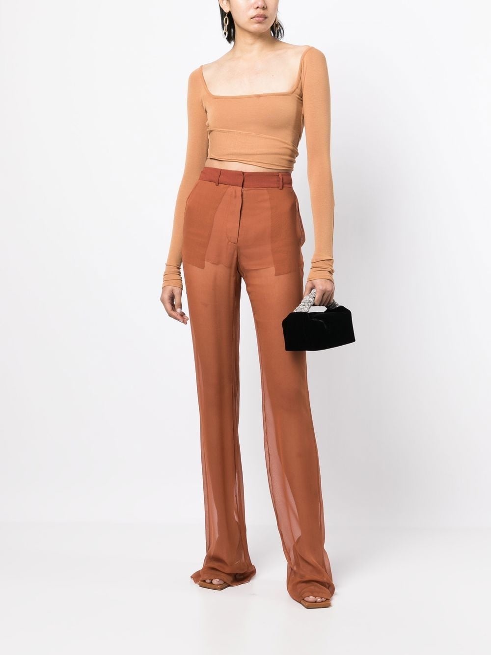 flared silk trousers - 2