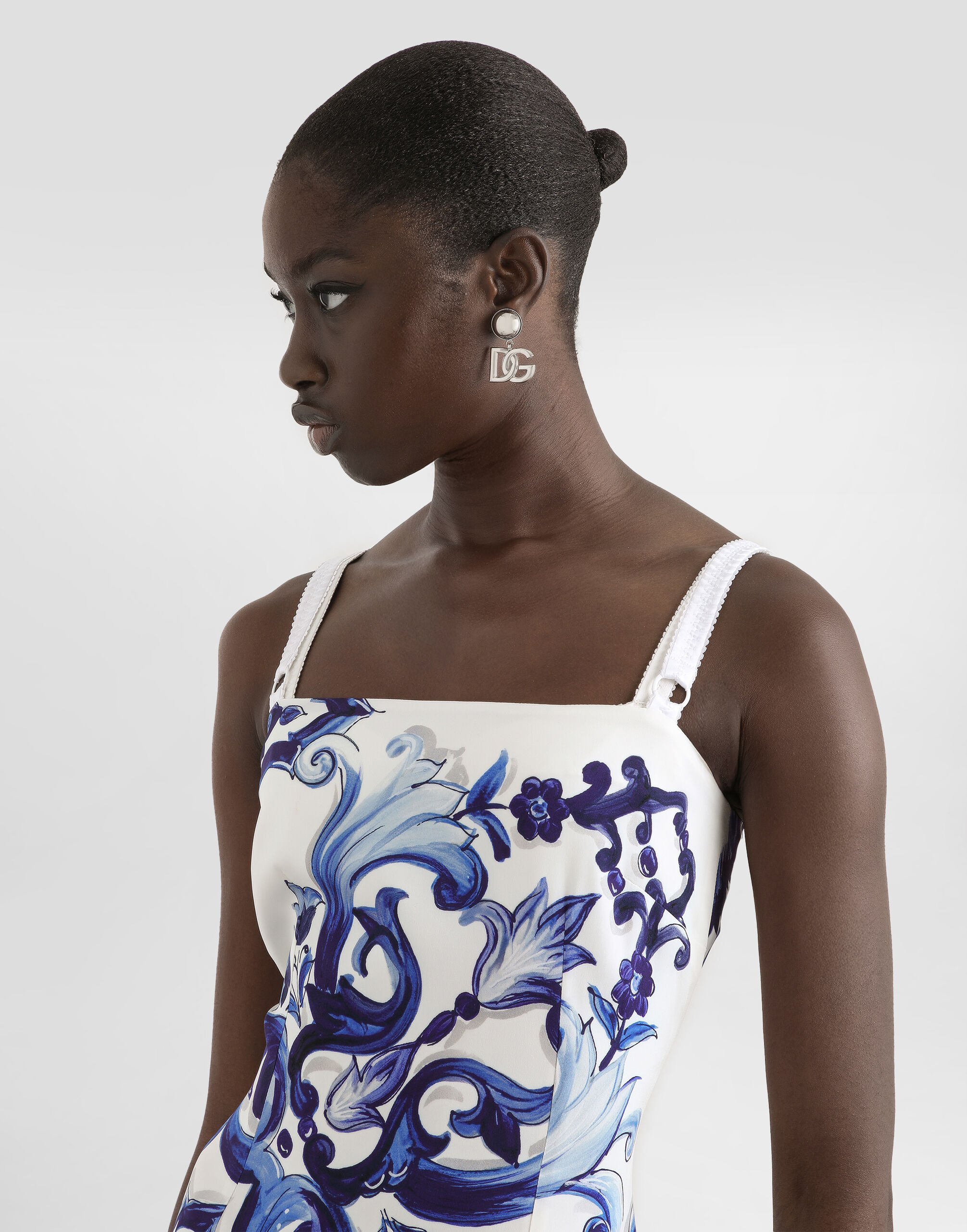 Majolica-print silk dress - 4