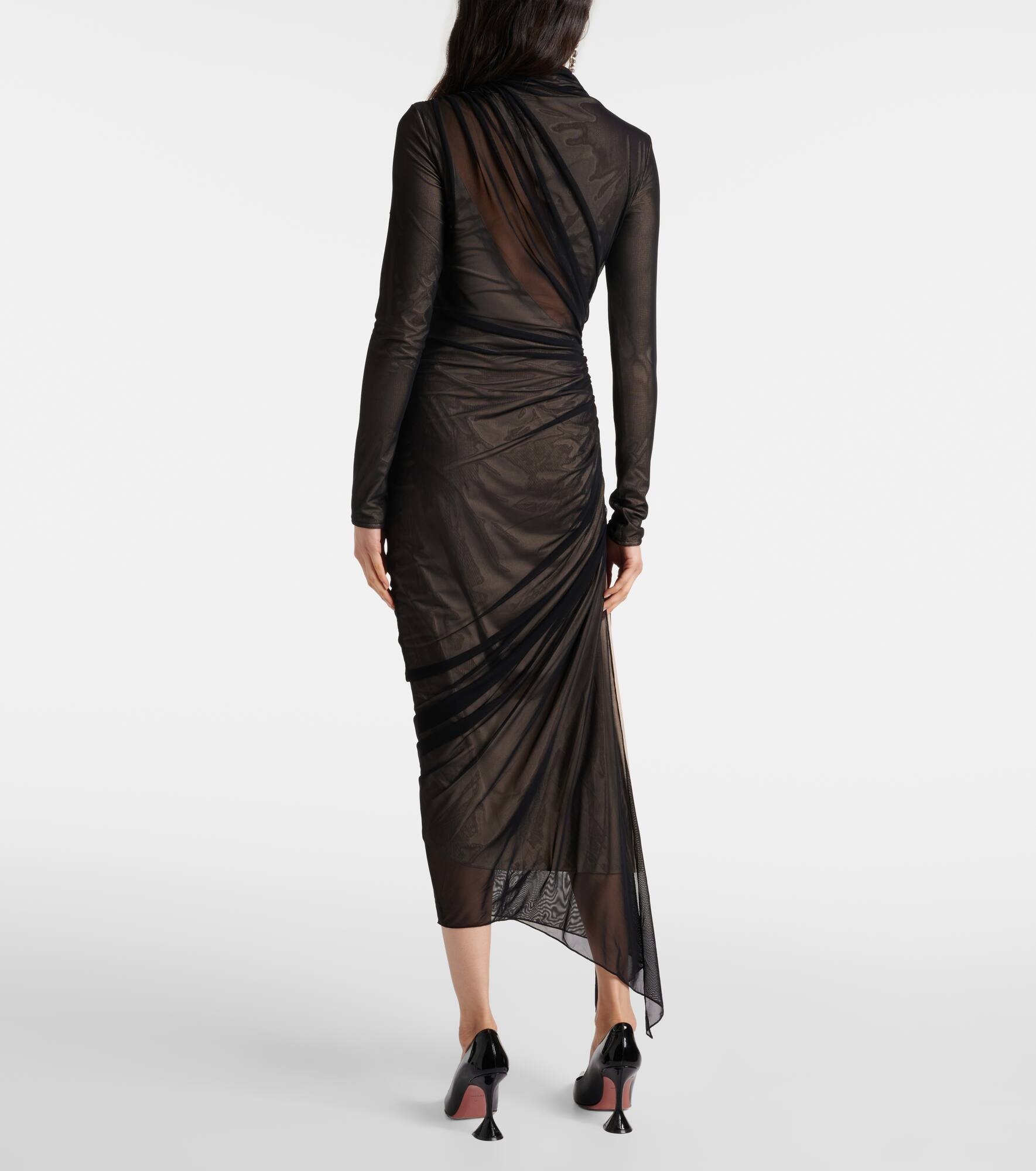 Asymmetrical mesh midi dress - 3