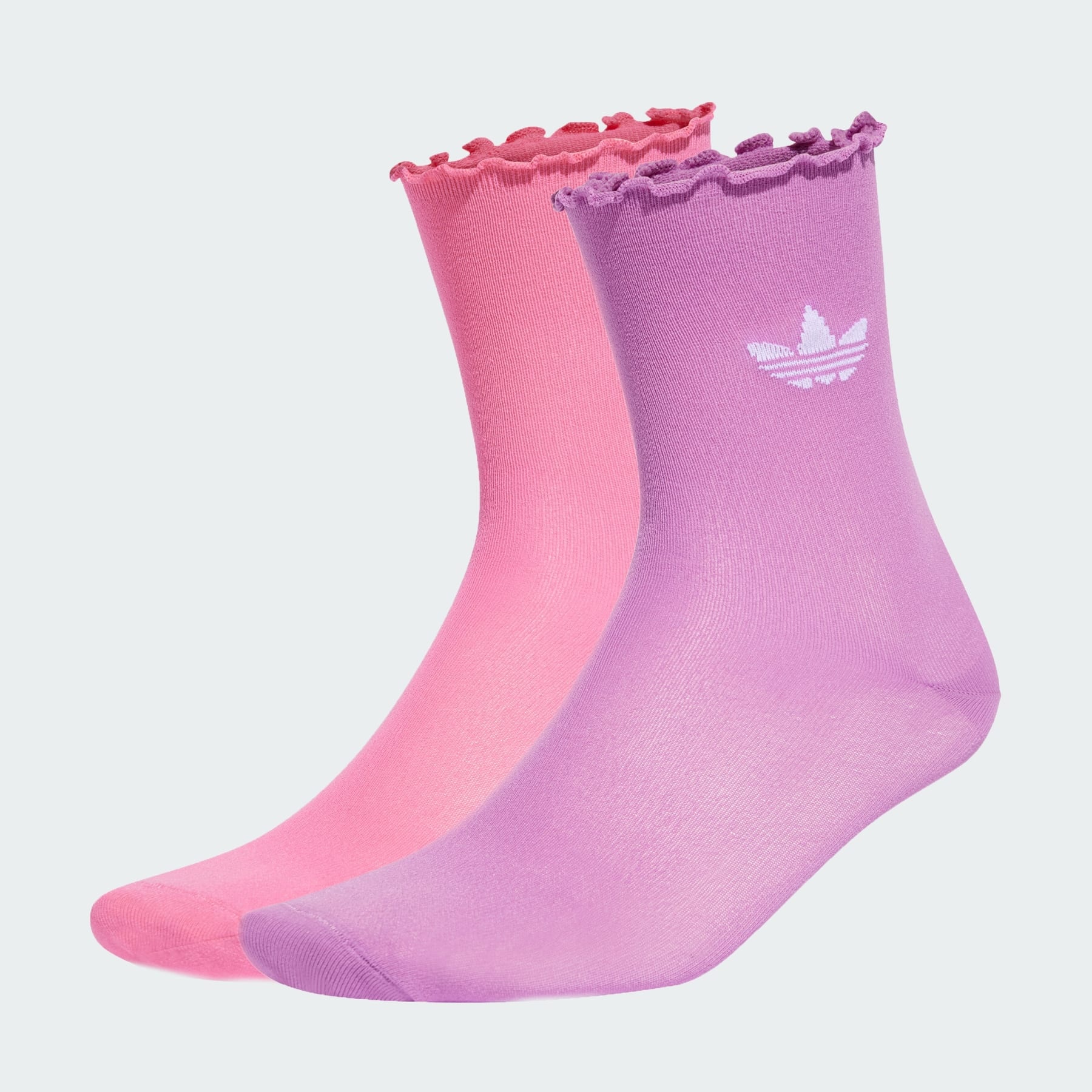 Semi-Sheer Ruffle Crew Socks 2 Pairs - 1