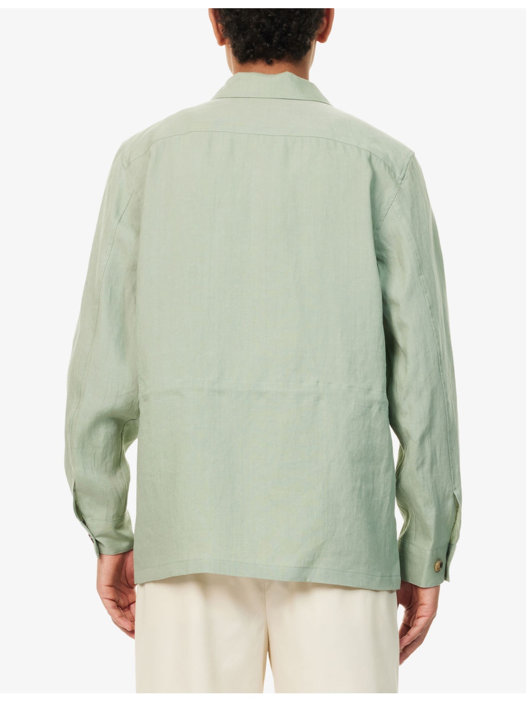 Patch-Pocket Long-Sleeve Linen Overshirt - 4