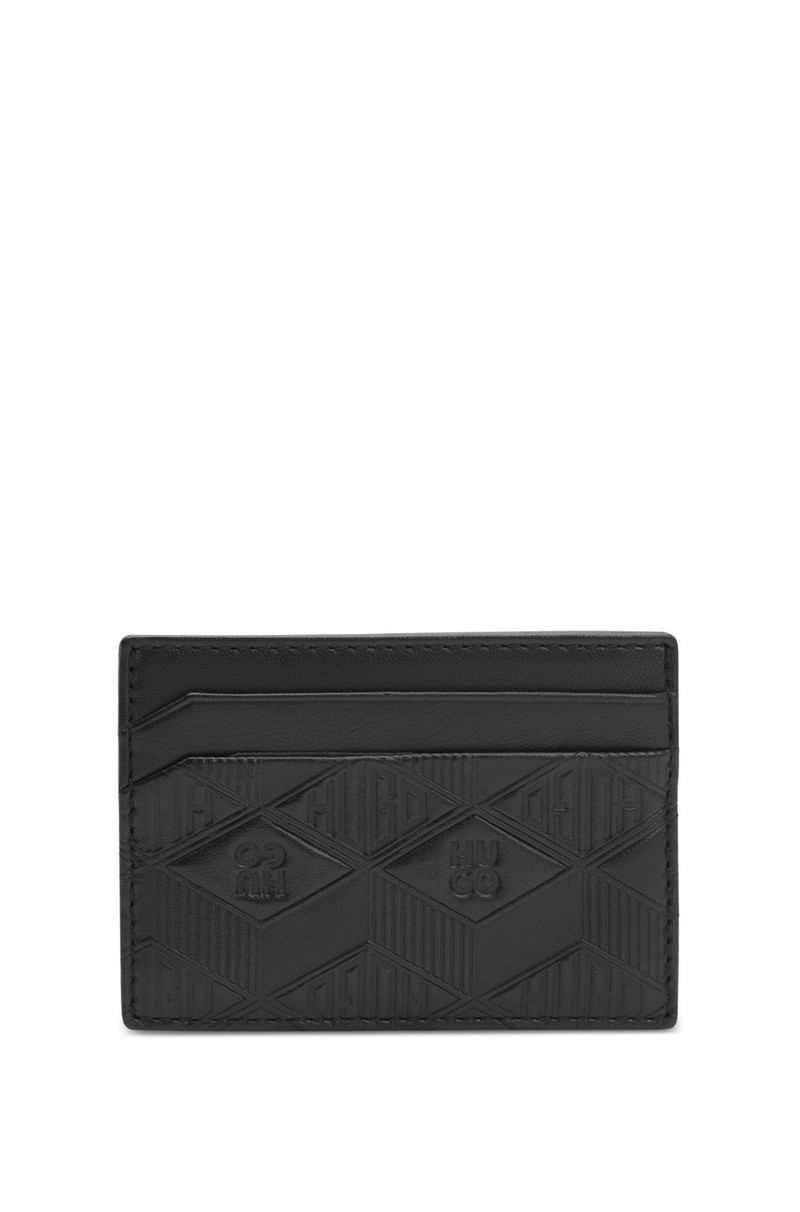 HUGO LEATHER CARD HOLDER WITH GEOMETRIC LOGOS outlook