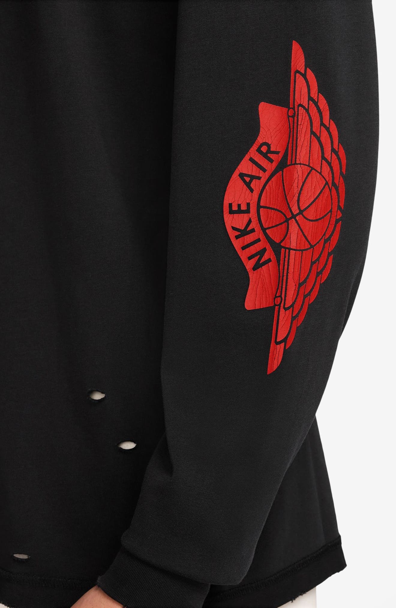Jordan Rare Air Distressed Long Sleeve Graphic T-Shirt in Black/Chile Red at Nordstrom - 3