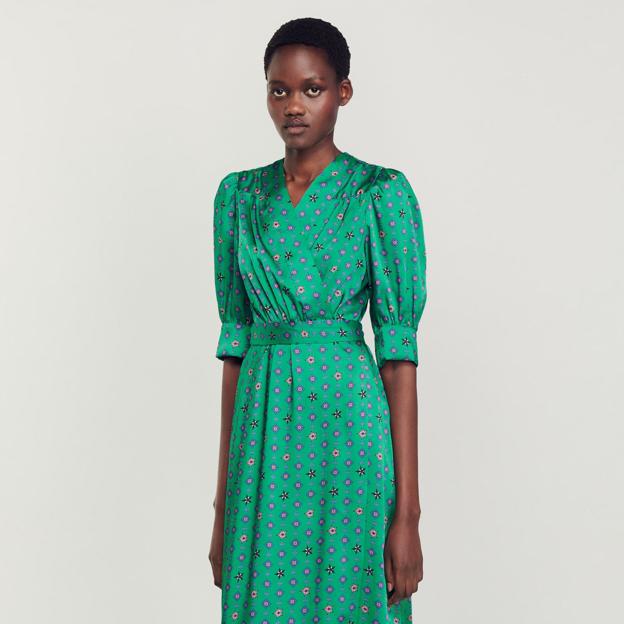 PRINTED SATIN DRESS - 5